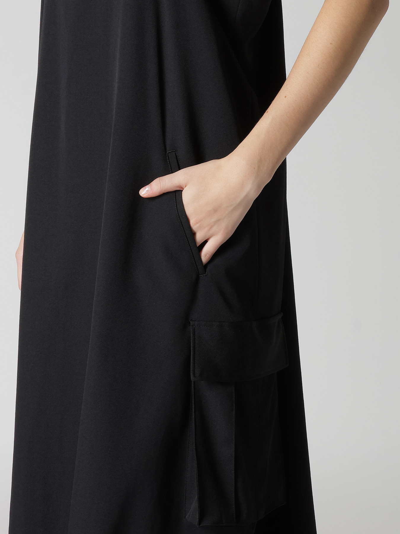 WOOL GABARDINE STRAP DRESS