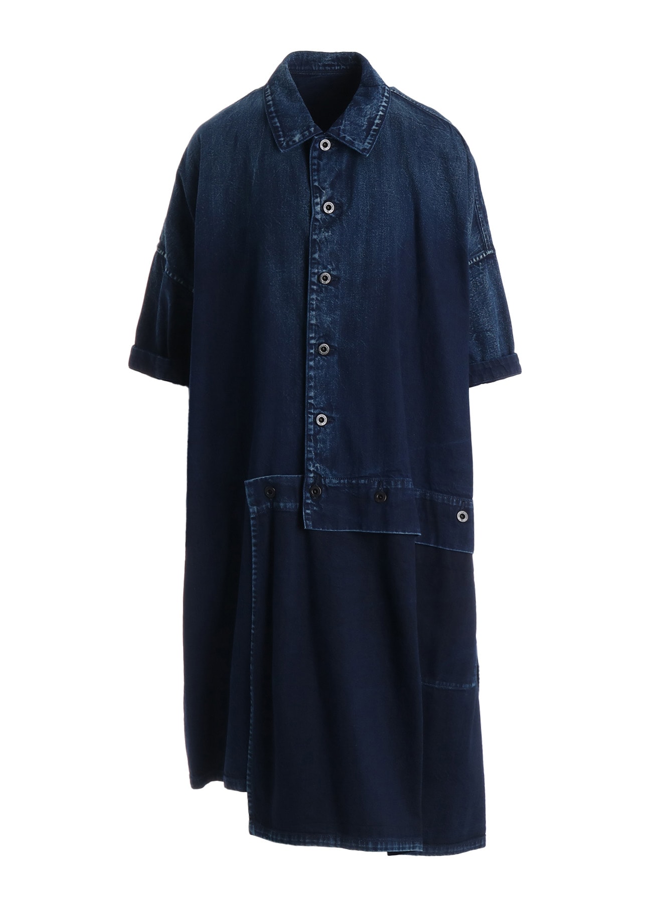 8OZ SPOTTED DENIM SHORT-SLEEVE DRESS