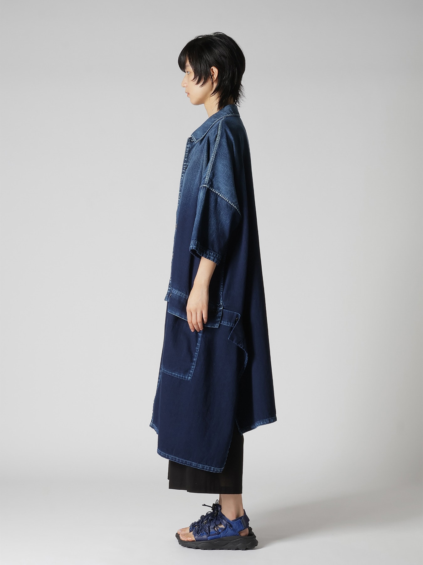 8OZ SPOTTED DENIM SHORT-SLEEVE DRESS