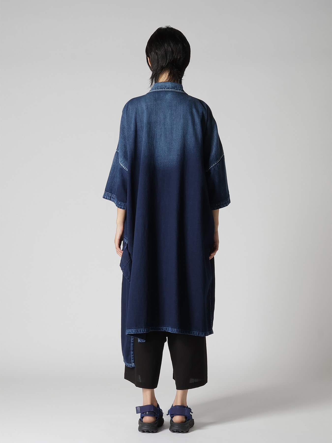 8OZ SPOTTED DENIM SHORT-SLEEVE DRESS