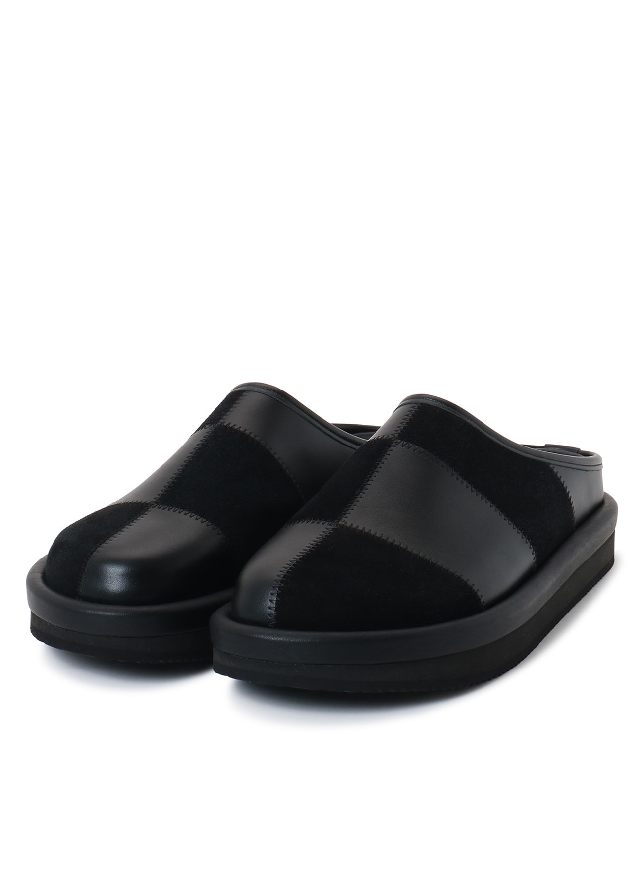 COW LEATHER PATCHWORK SANDALS