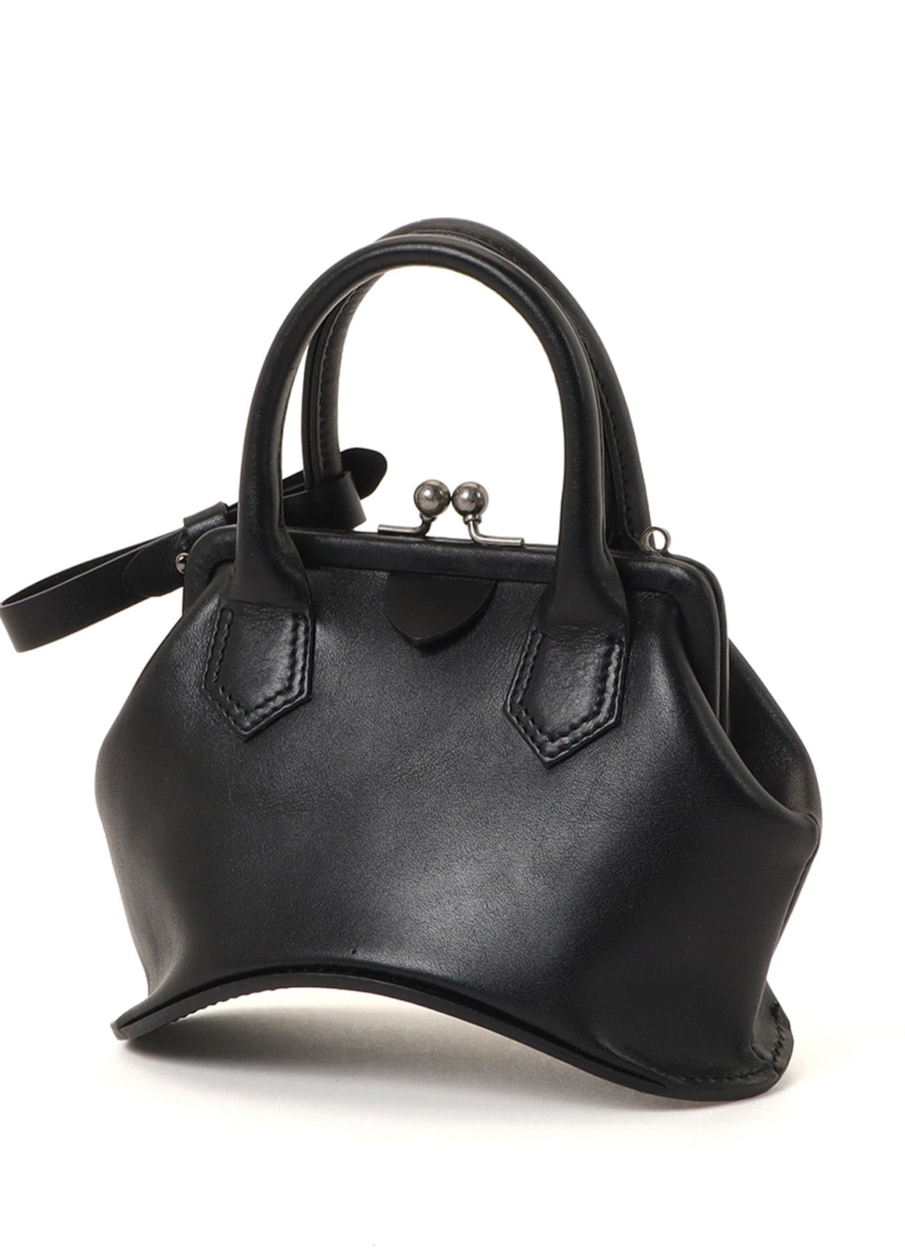 OIL SOFT LEATHER CURVED MINI METAL CLASP BAG