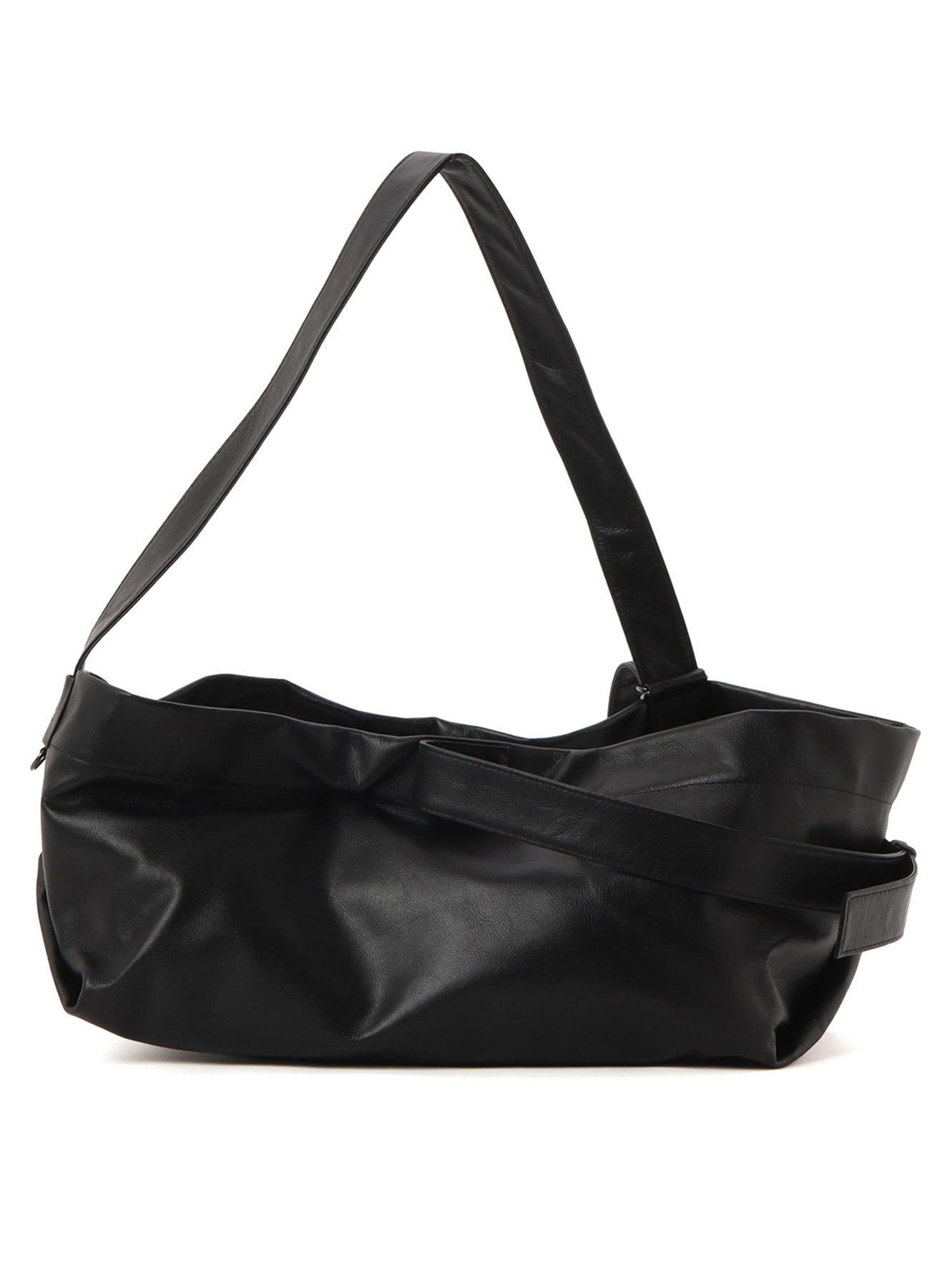 SEMI GLOSS LEATHER BELTED TOTE BAG S