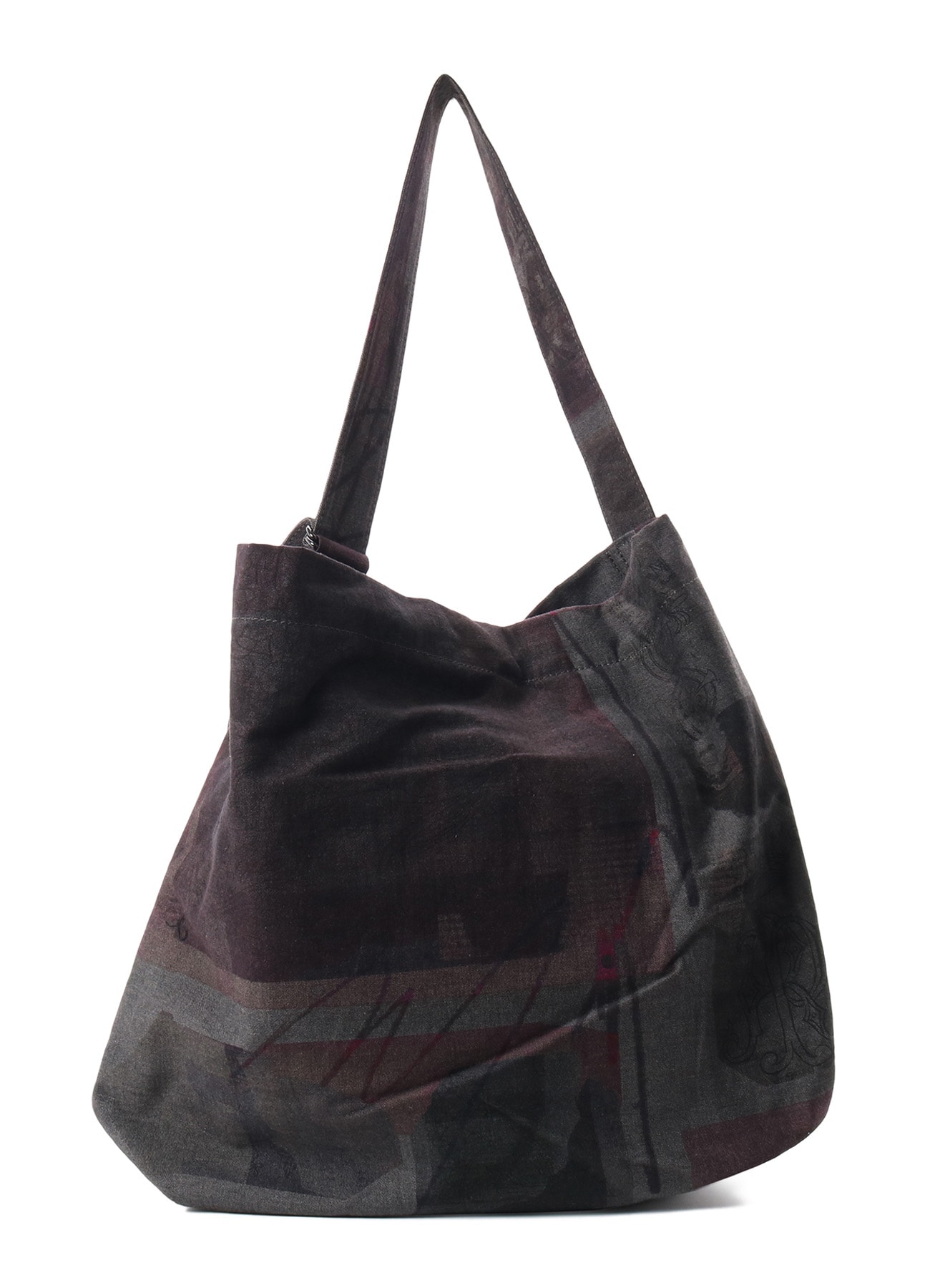 VASE DESIGN COLLAGE PRINT BELTED TOTE BAG L