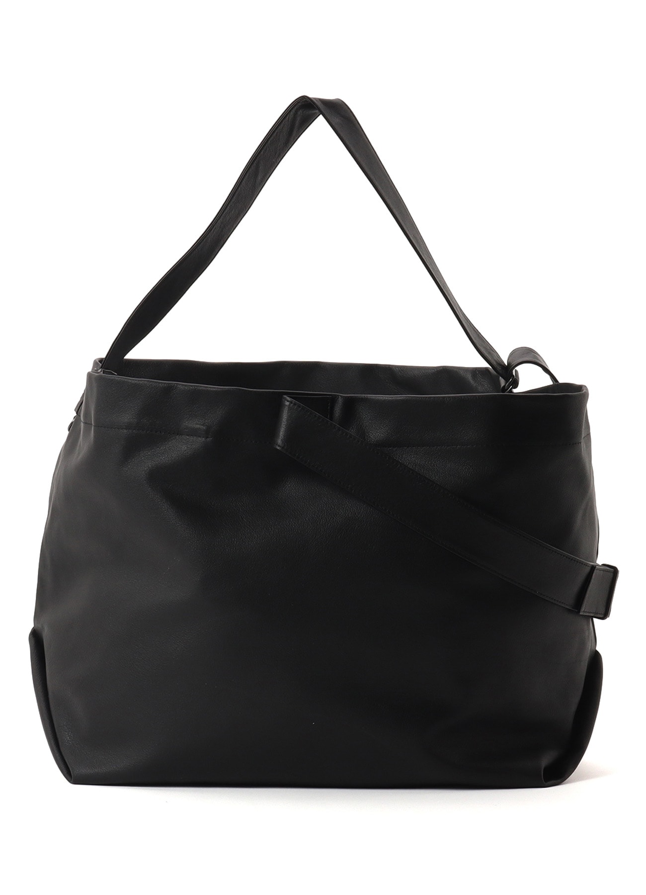 SEMI GLOSS LEATHER BELTED TOTE BAG L