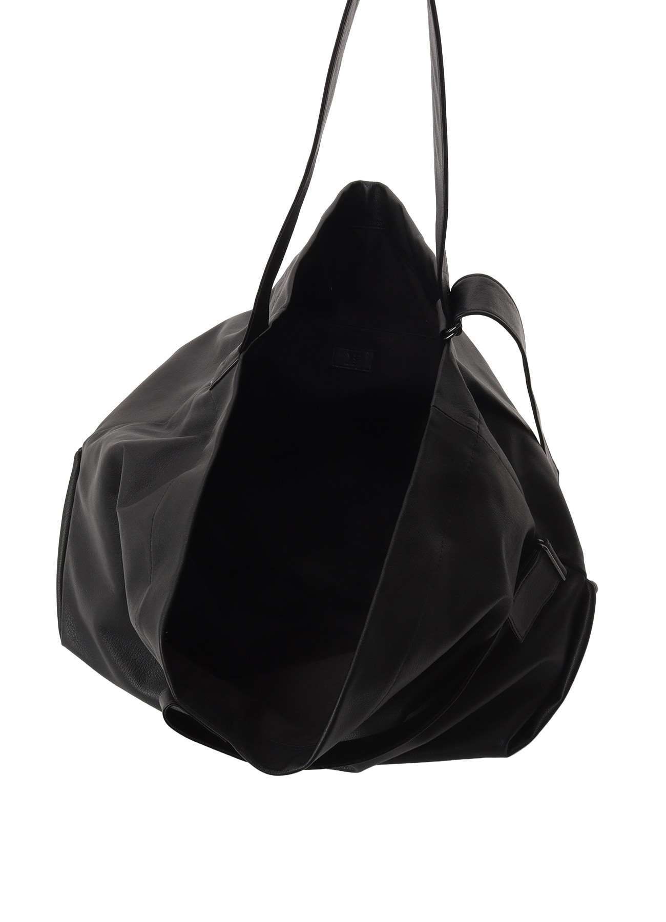 SEMI GLOSS LEATHER BELTED TOTE BAG L