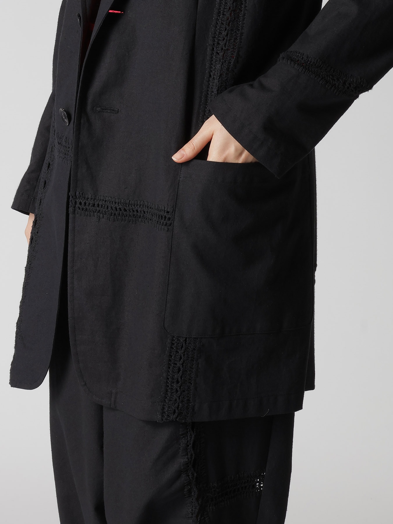 COTTON CROCHET PATCHWORK TAILORED JACKET