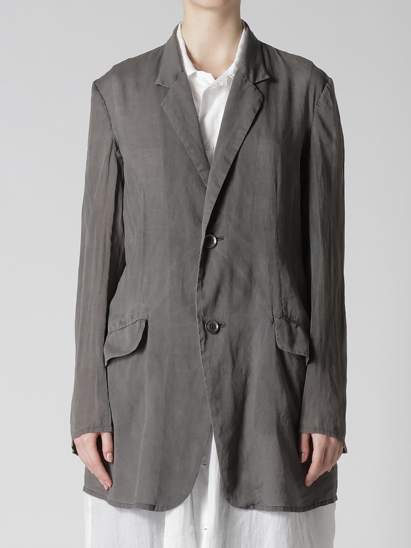 CUPRO/COTTON GARMENT DYED 2 BUTTON TAILORED JACKET