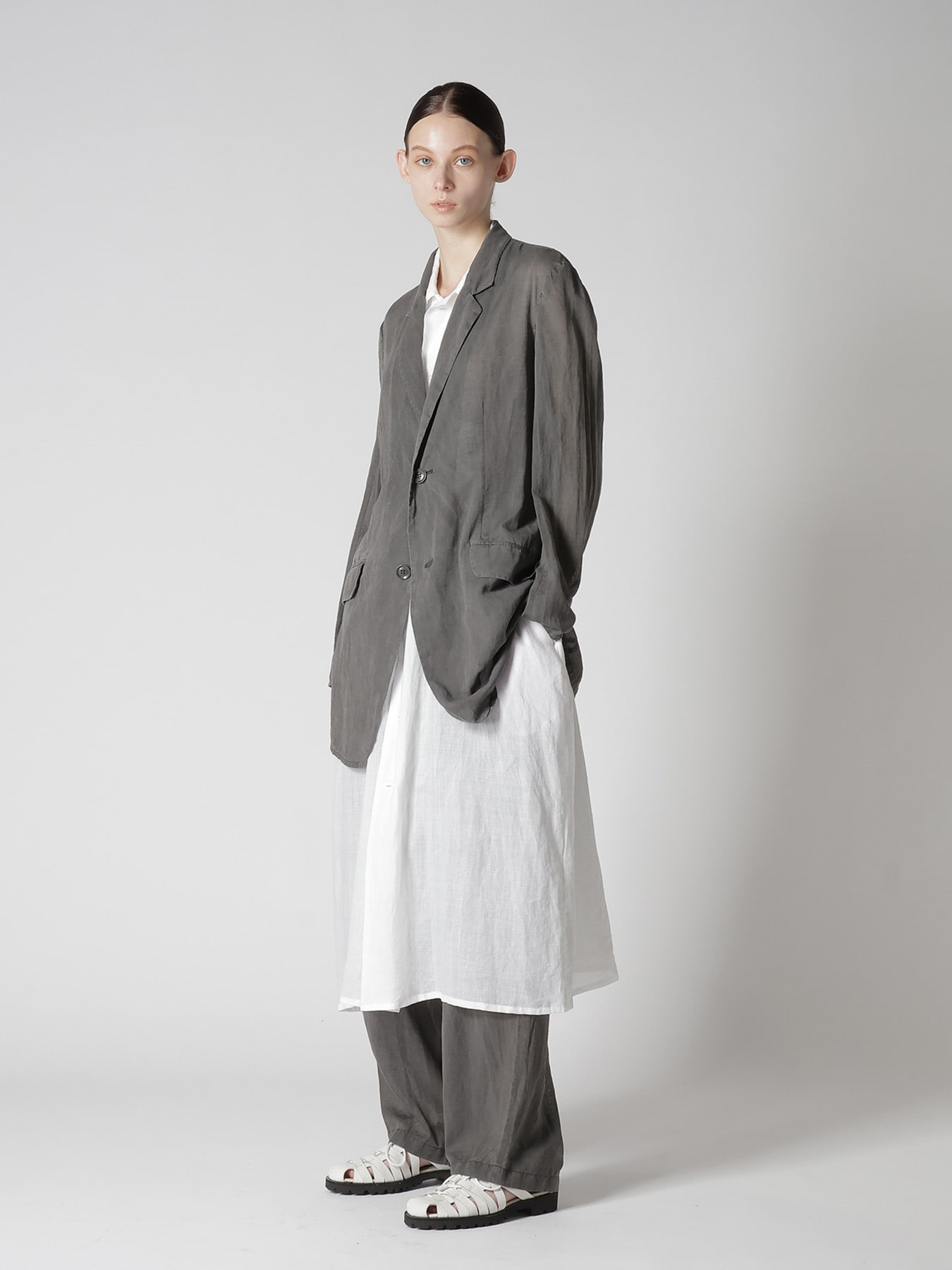 CUPRO/COTTON GARMENT DYED 2 BUTTON TAILORED JACKET