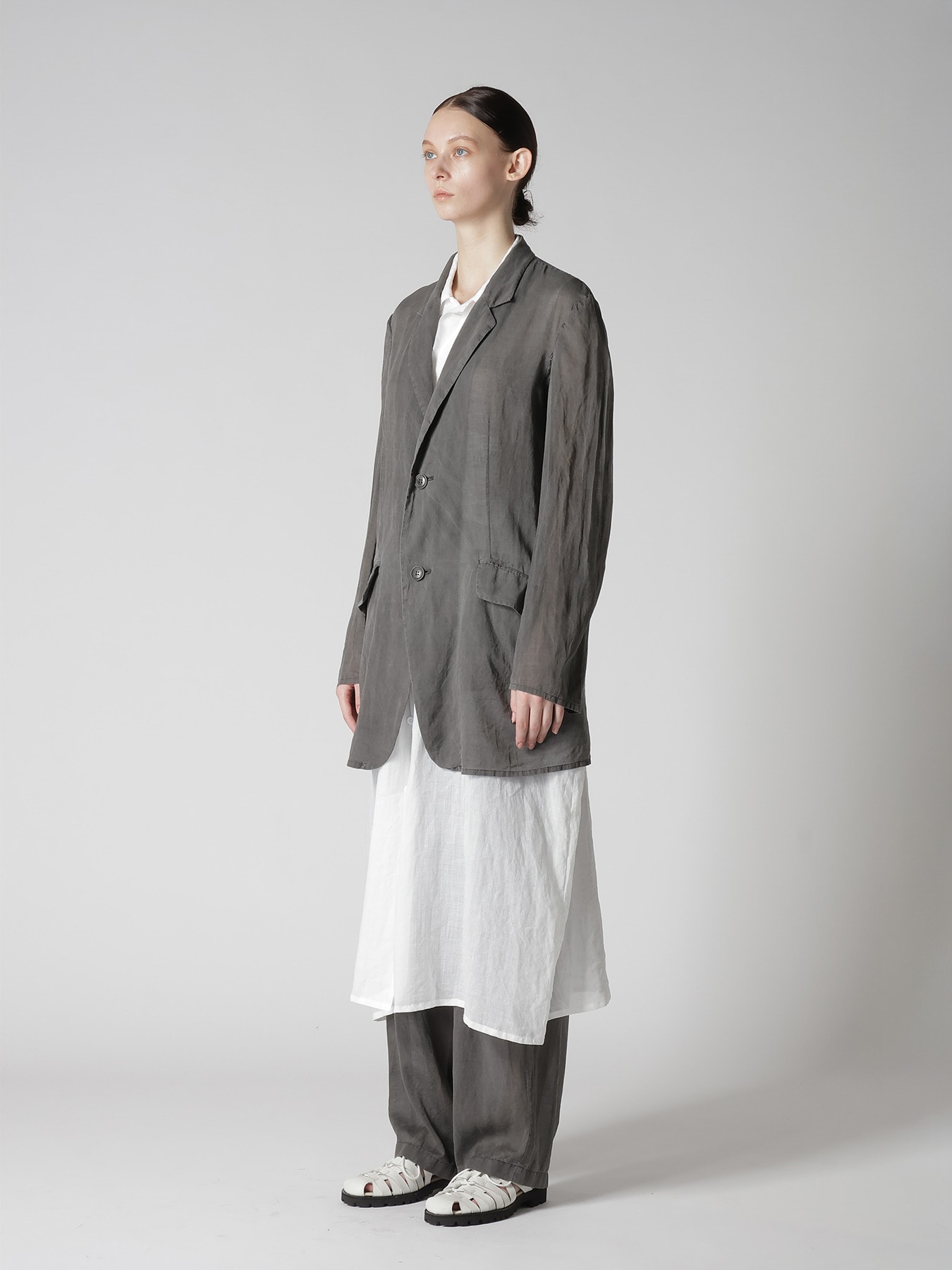 CUPRO/COTTON GARMENT DYED 2 BUTTON TAILORED JACKET