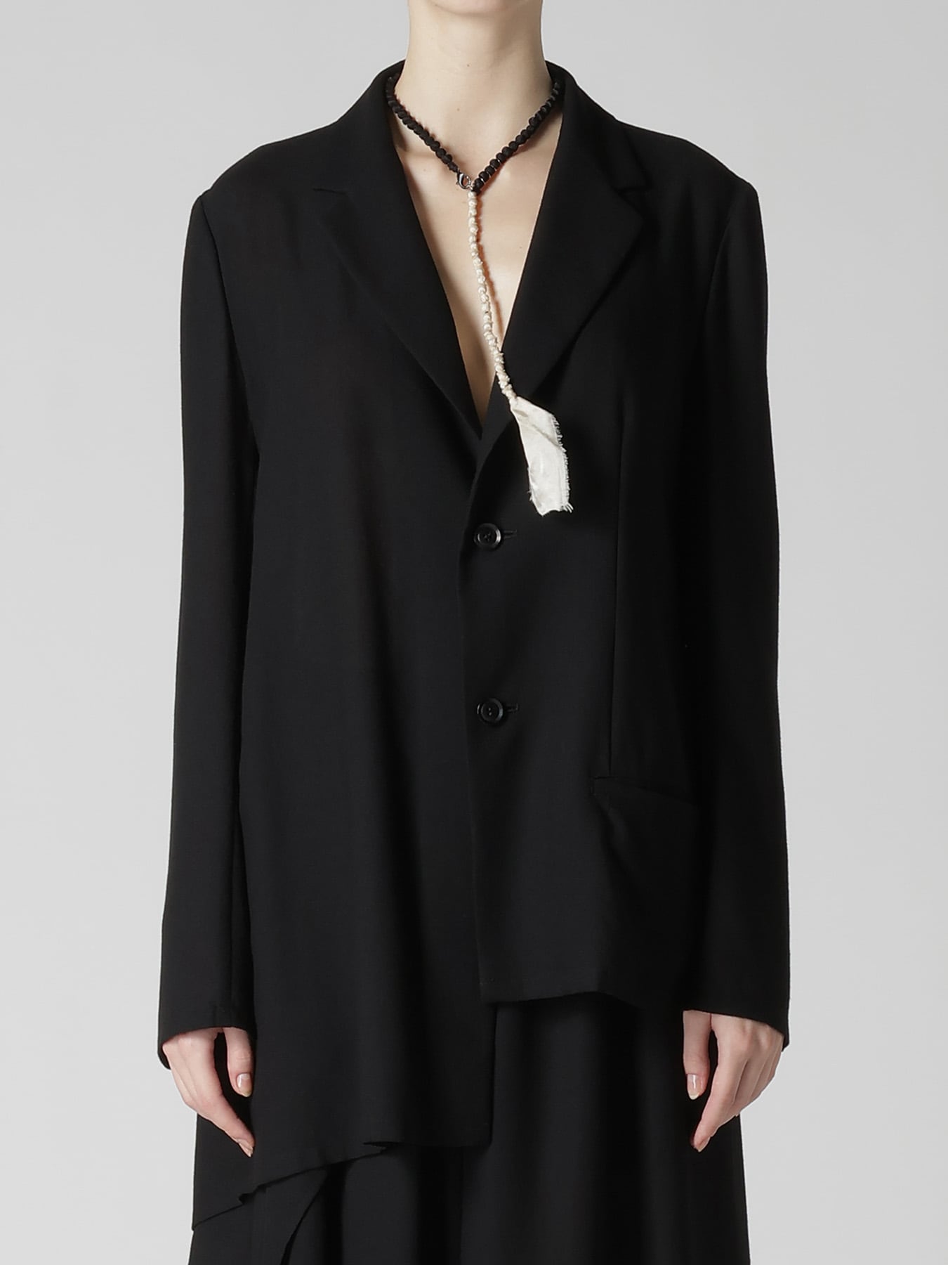 RY/NY GAUZE DOUBLE BUTTON ASYMMETERIC JACKET