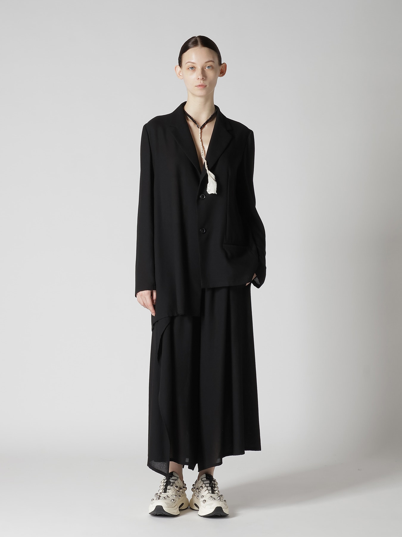RY/NY GAUZE DOUBLE BUTTON ASYMMETERIC JACKET