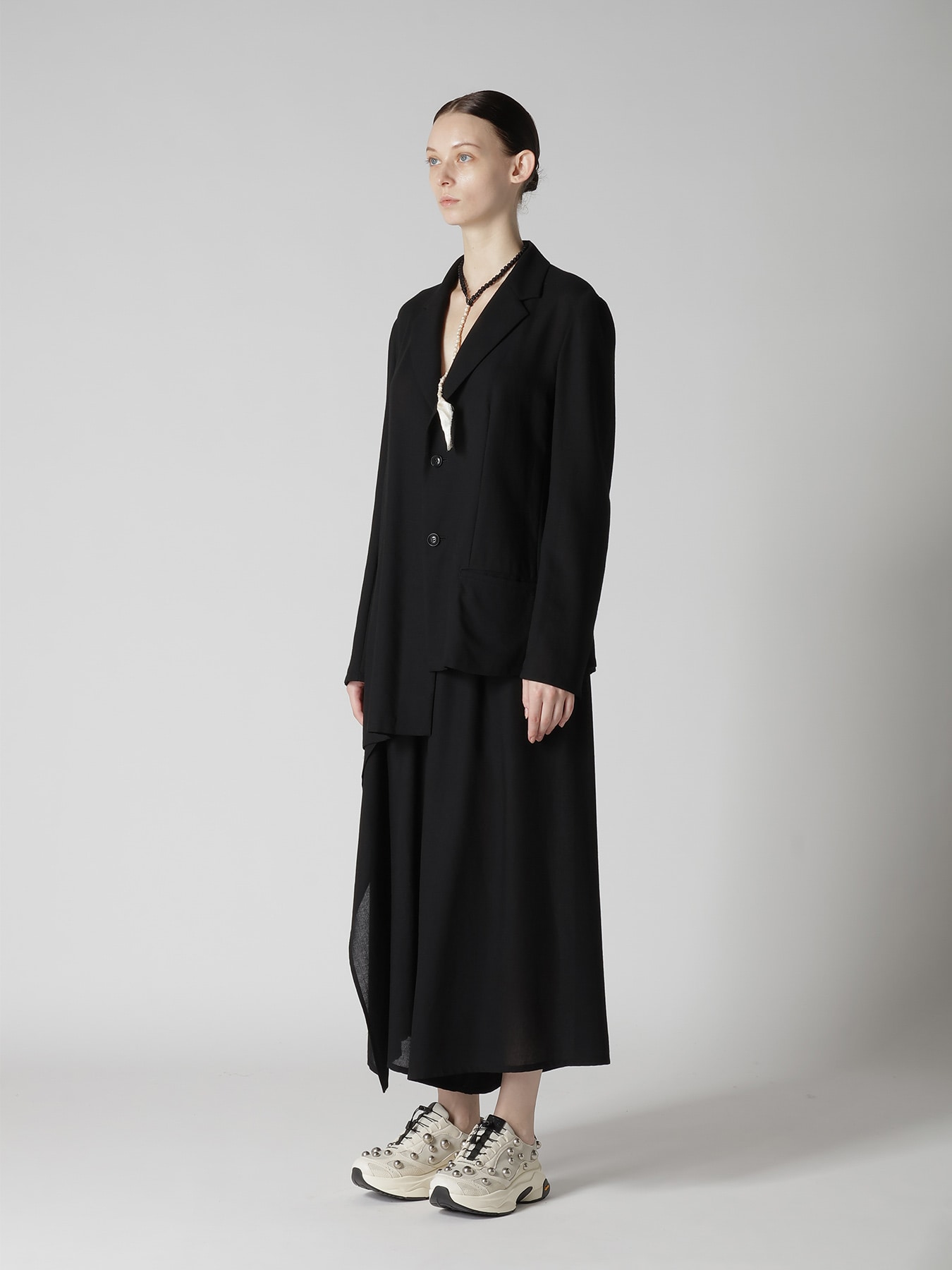 RY/NY GAUZE DOUBLE BUTTON ASYMMETERIC JACKET