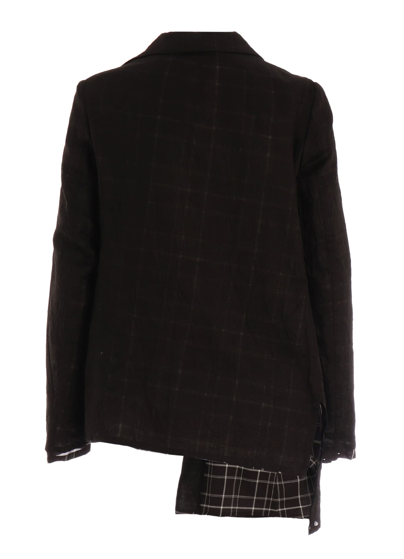 SHEER COTTON－LINEN PLAID LAYER JACKET