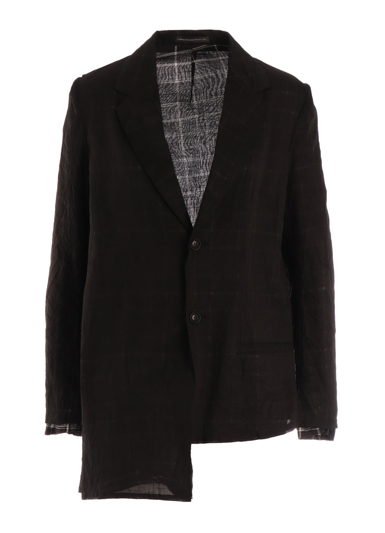 SHEER COTTON－LINEN PLAID LAYER JACKET