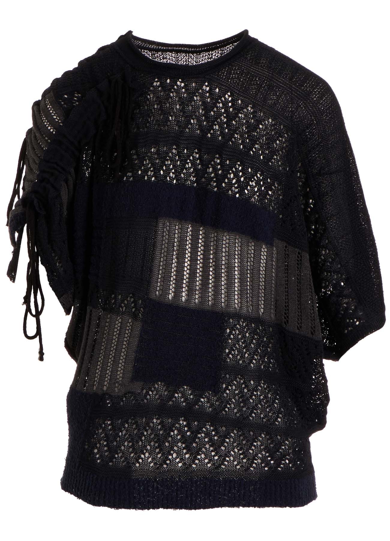 8G PATCHWORK MIX ASYMMETRY GATHER PULLOVER