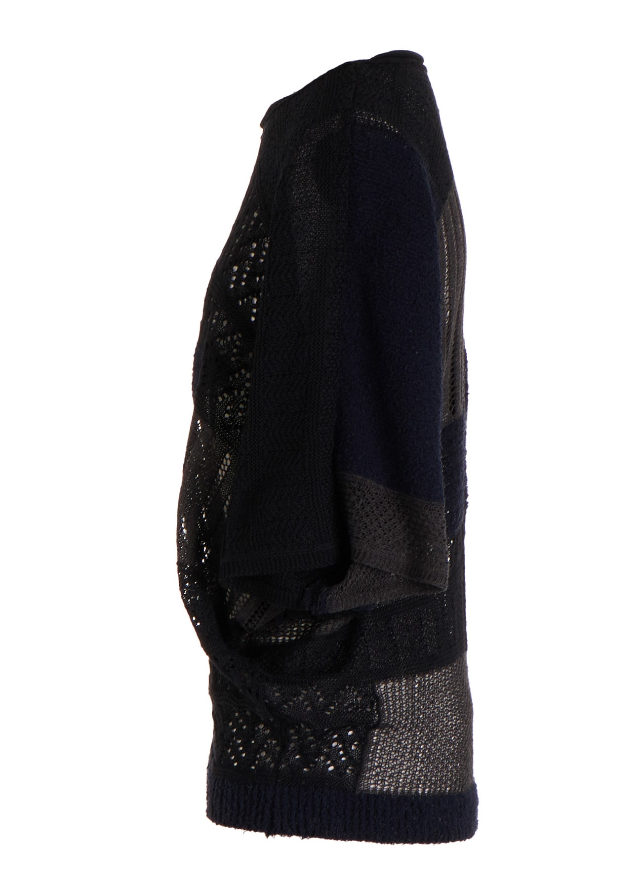 8G PATCHWORK MIX ASYMMETRY GATHER PULLOVER