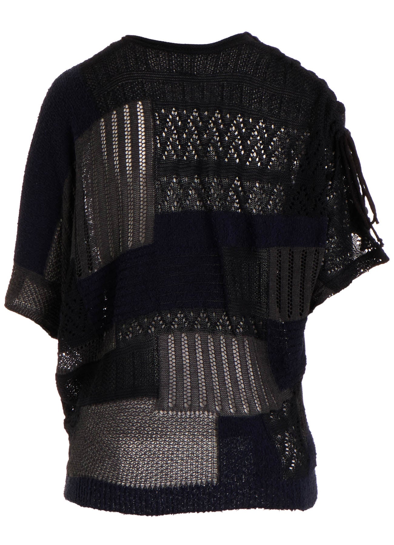 8G PATCHWORK MIX ASYMMETRY GATHER PULLOVER