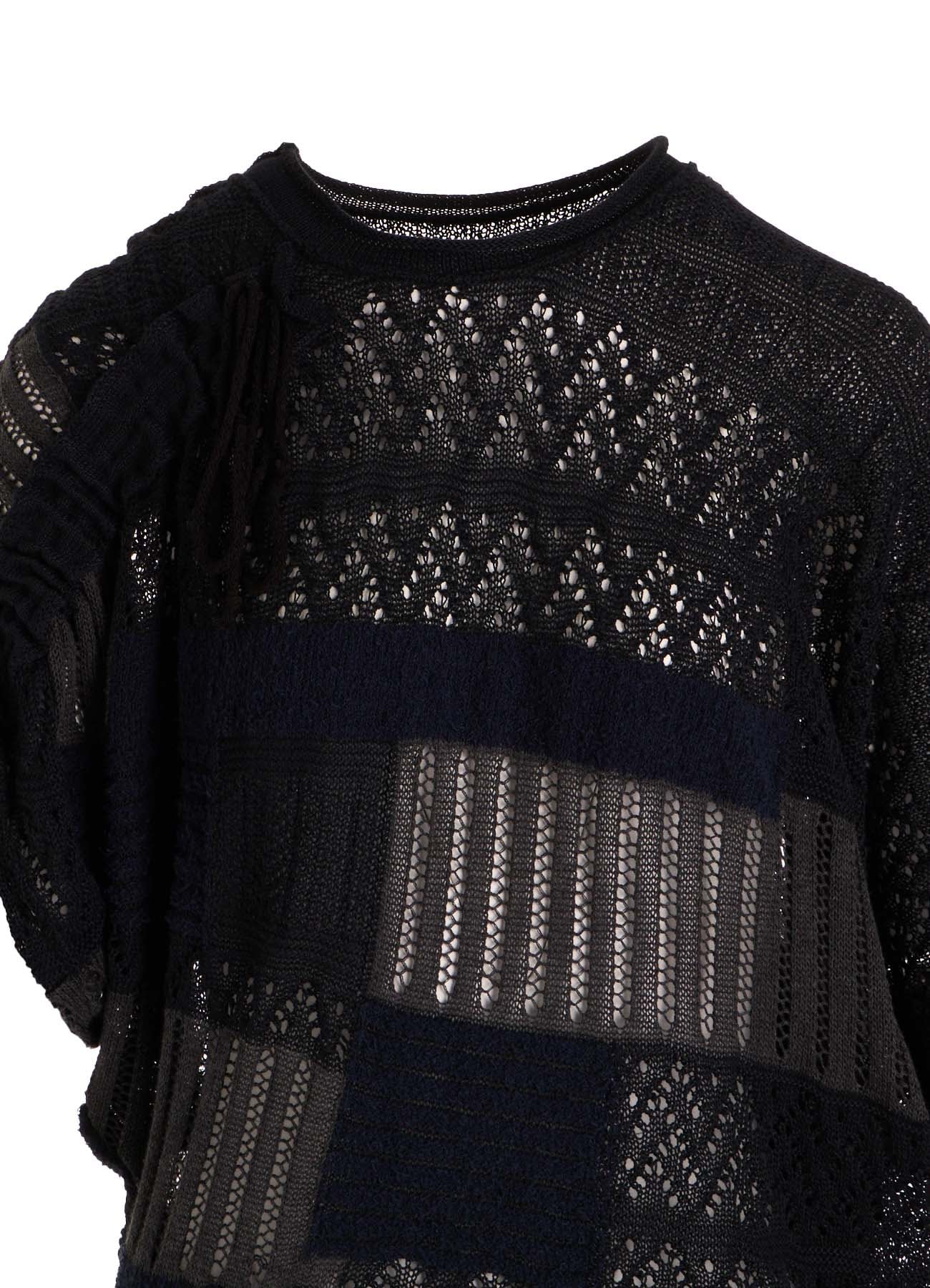 8G PATCHWORK MIX ASYMMETRY GATHER PULLOVER