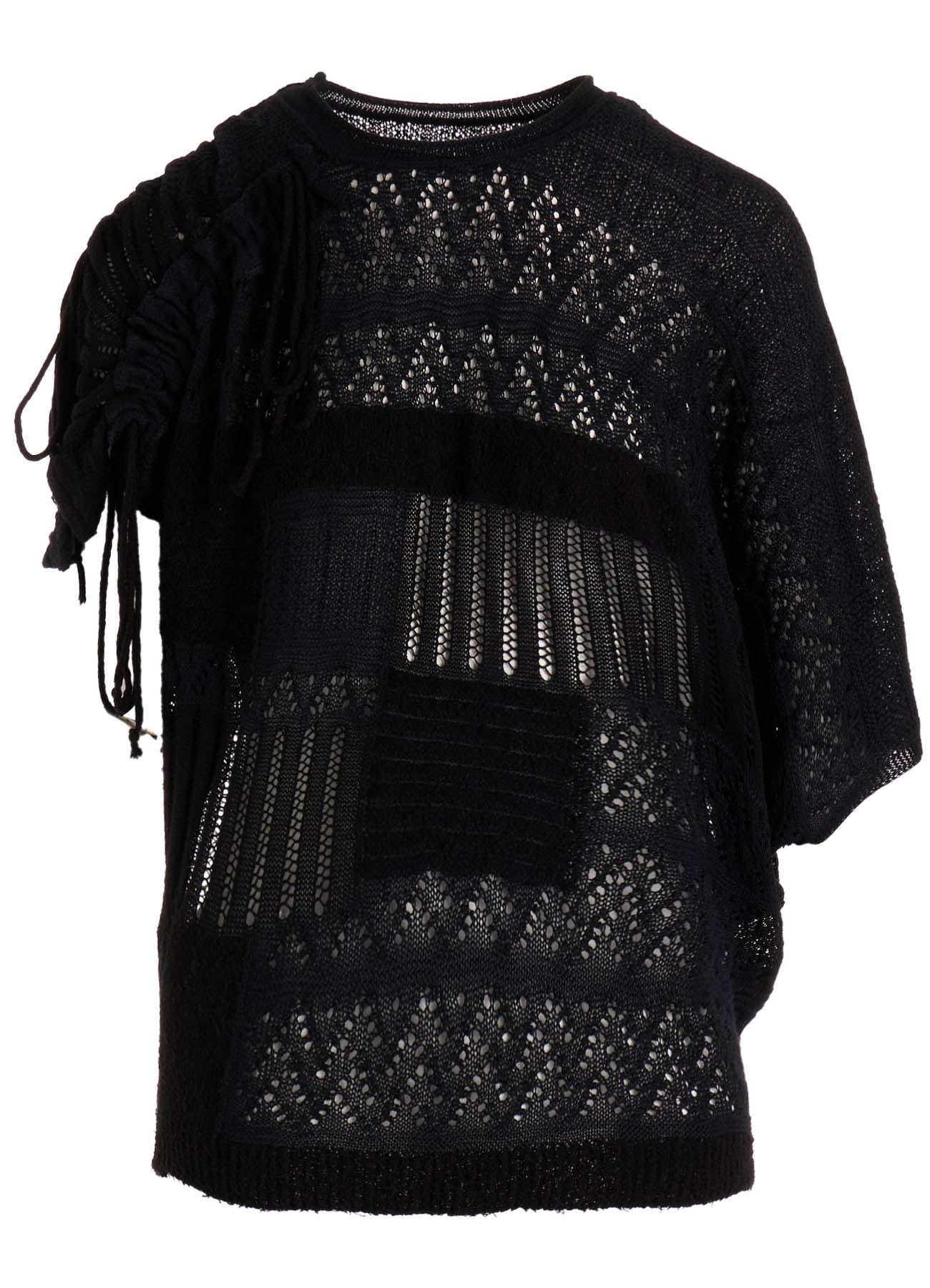 8G PATCHWORK MIX ASYMMETRY GATHER PULLOVER