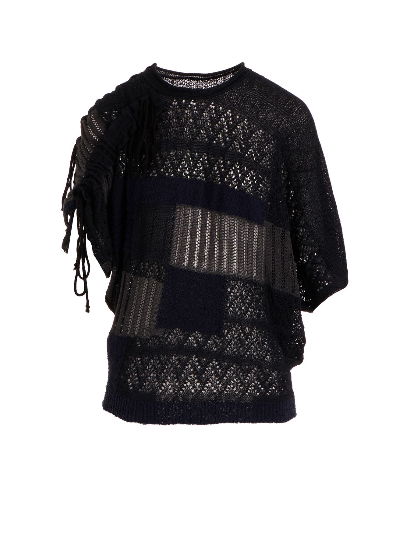 8G PATCHWORK MIX ASYMMETRY GATHER PULLOVER