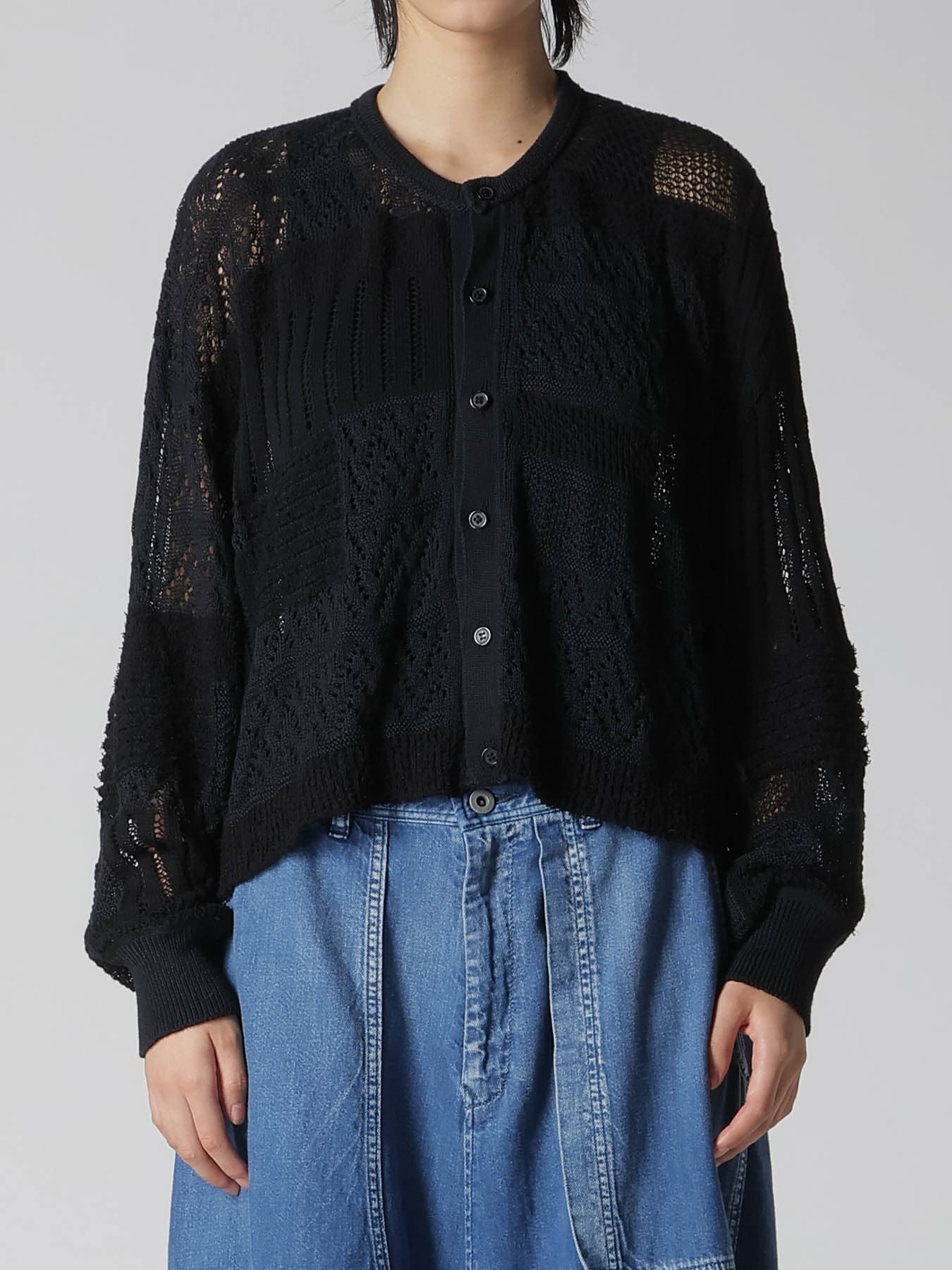 8G PATCHWORK MIX CROPPED CARDIGAN