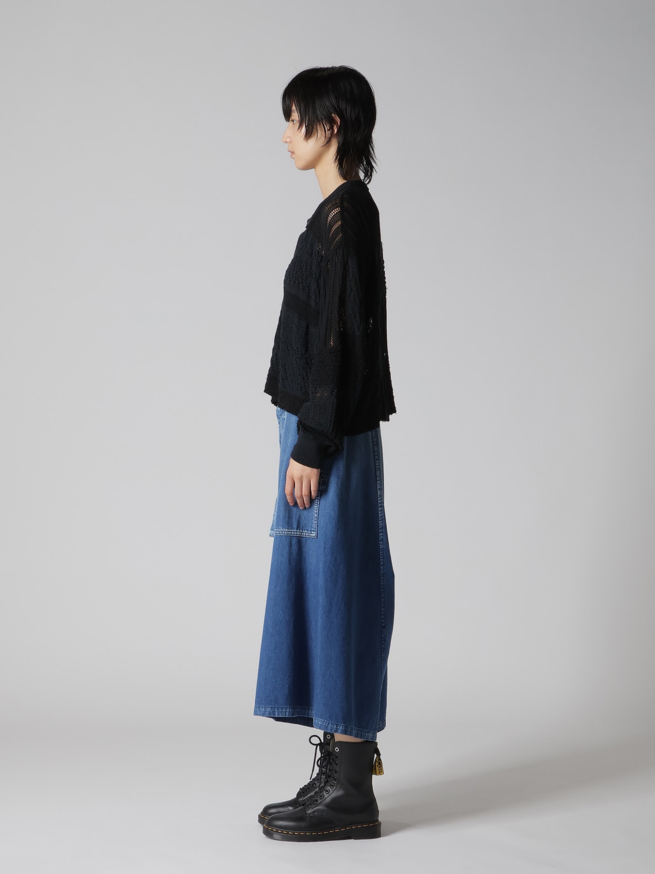 8G PATCHWORK MIX CROPPED CARDIGAN