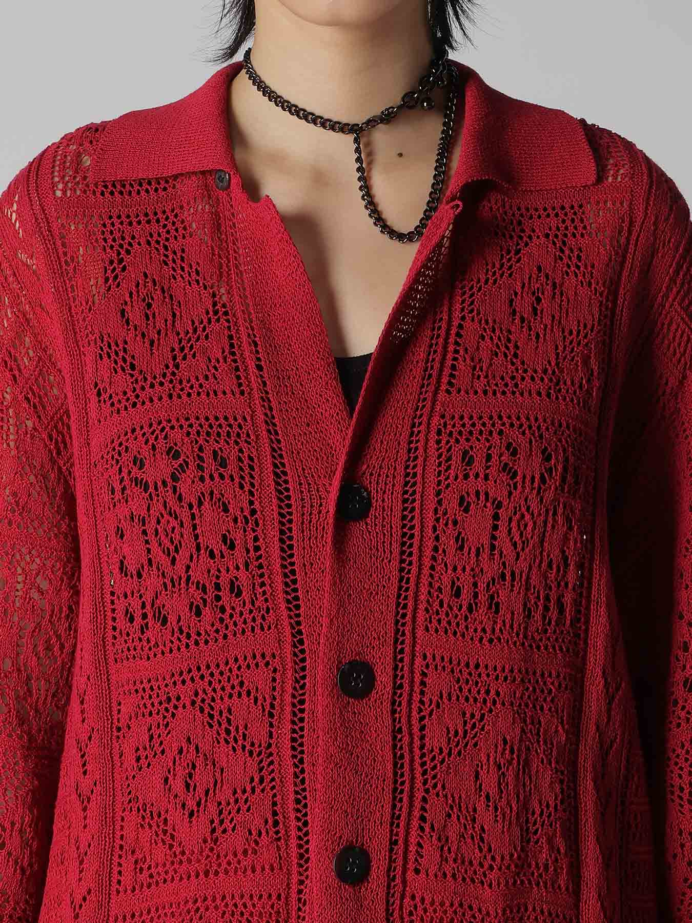 MEXICAN TILE PATTERN KNIT SHIRT