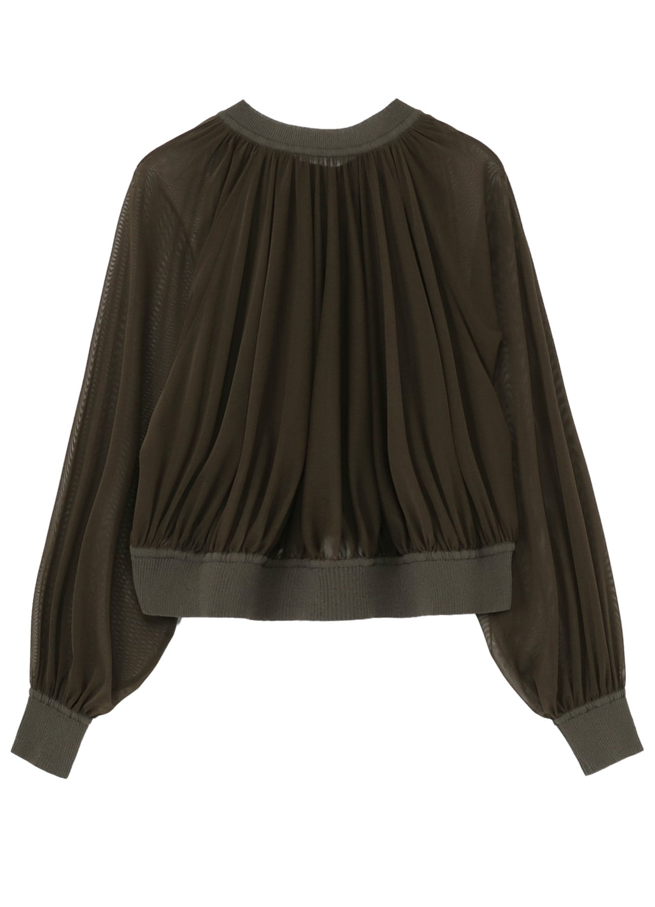 POLYESTER TULLE GATHER SHORT CARDIGAN