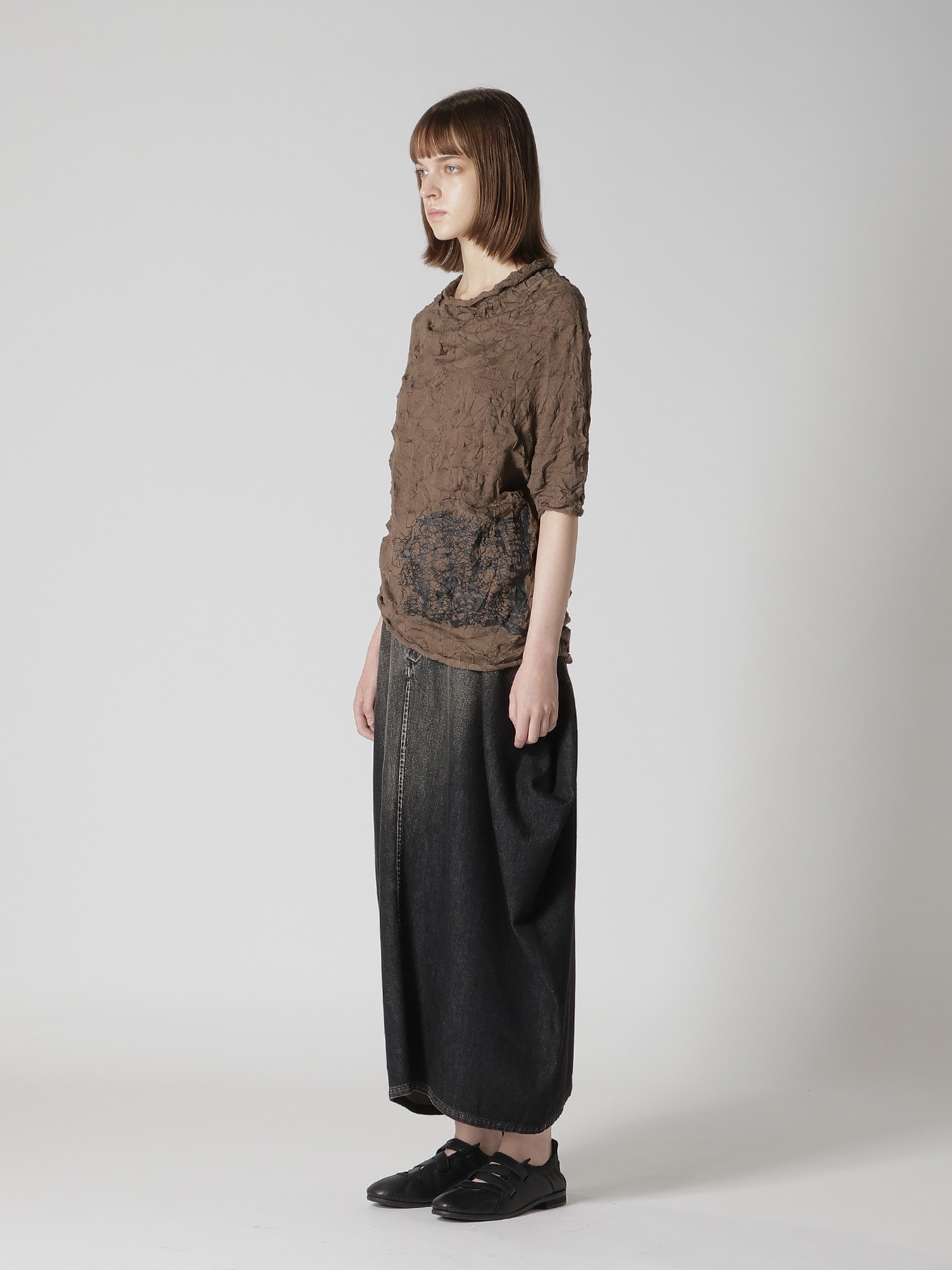 WRINKLED HALF SLEEVE PULLOVER