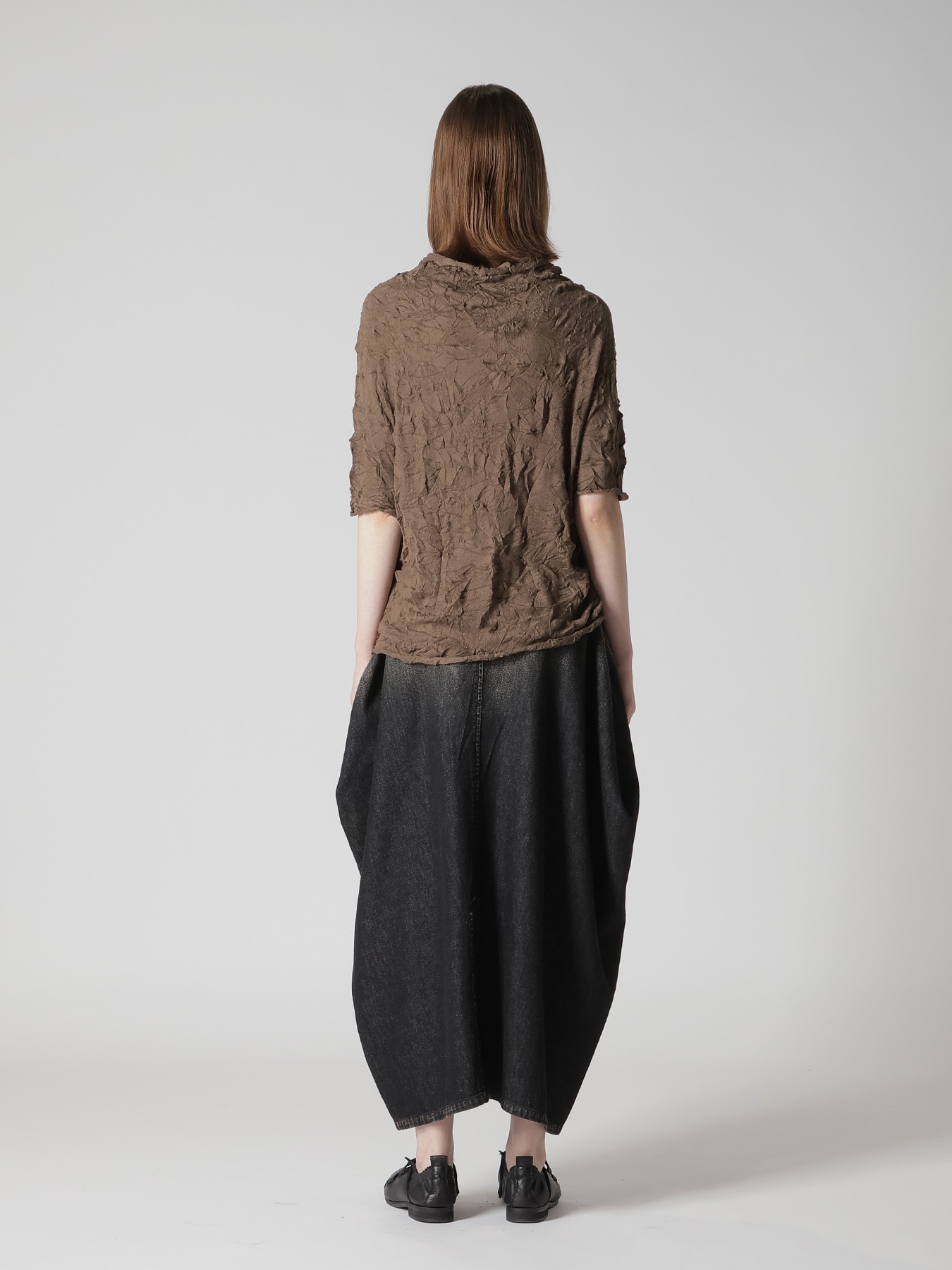 WRINKLED HALF SLEEVE PULLOVER