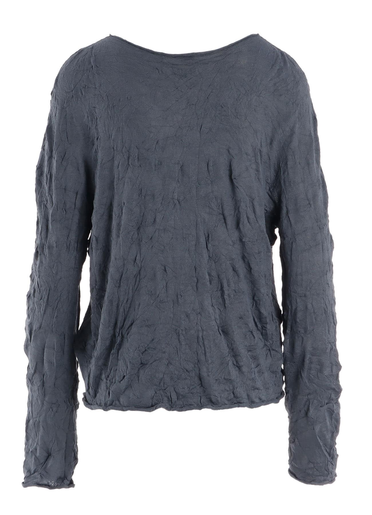 WRINKLED OFF NECK LONG SLEEVE PULLOVER