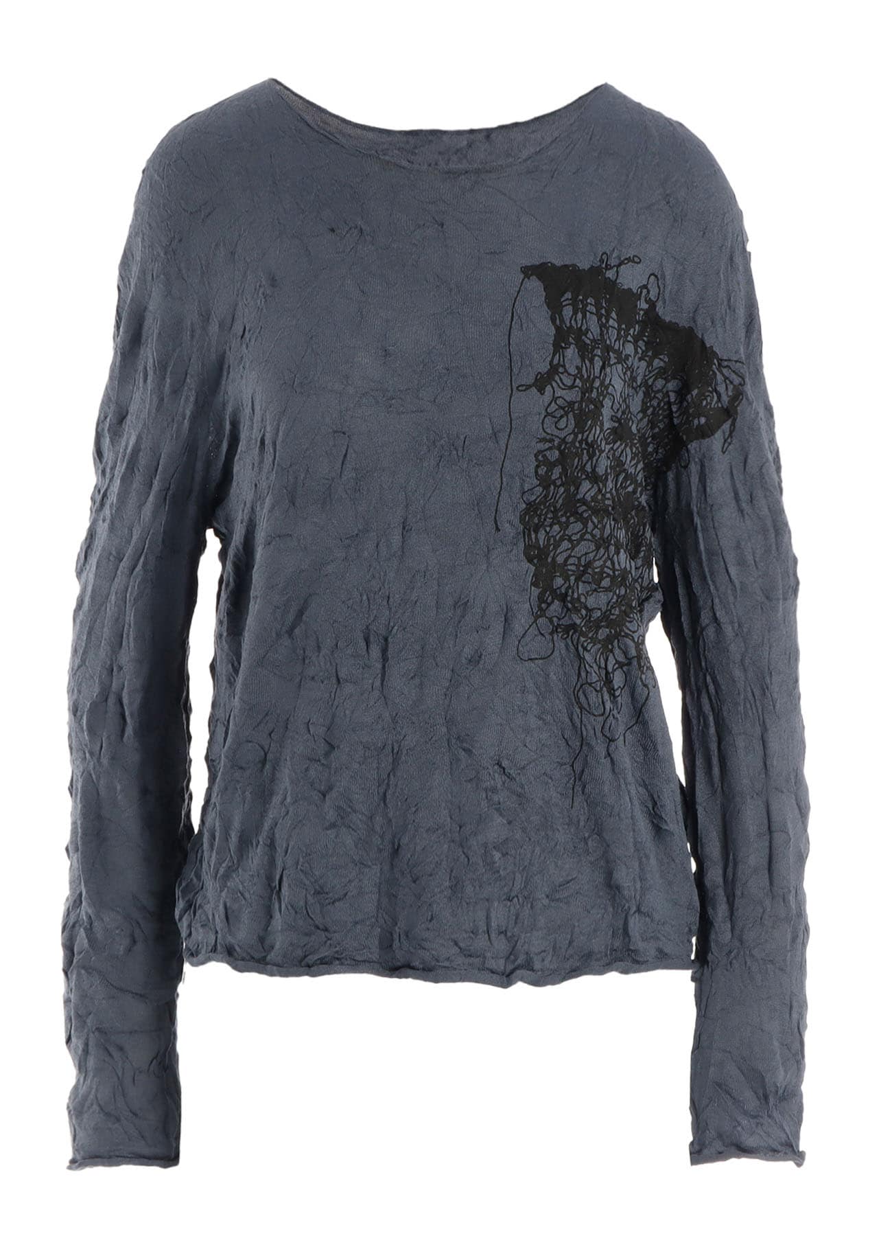 WRINKLED OFF NECK LONG SLEEVE PULLOVER