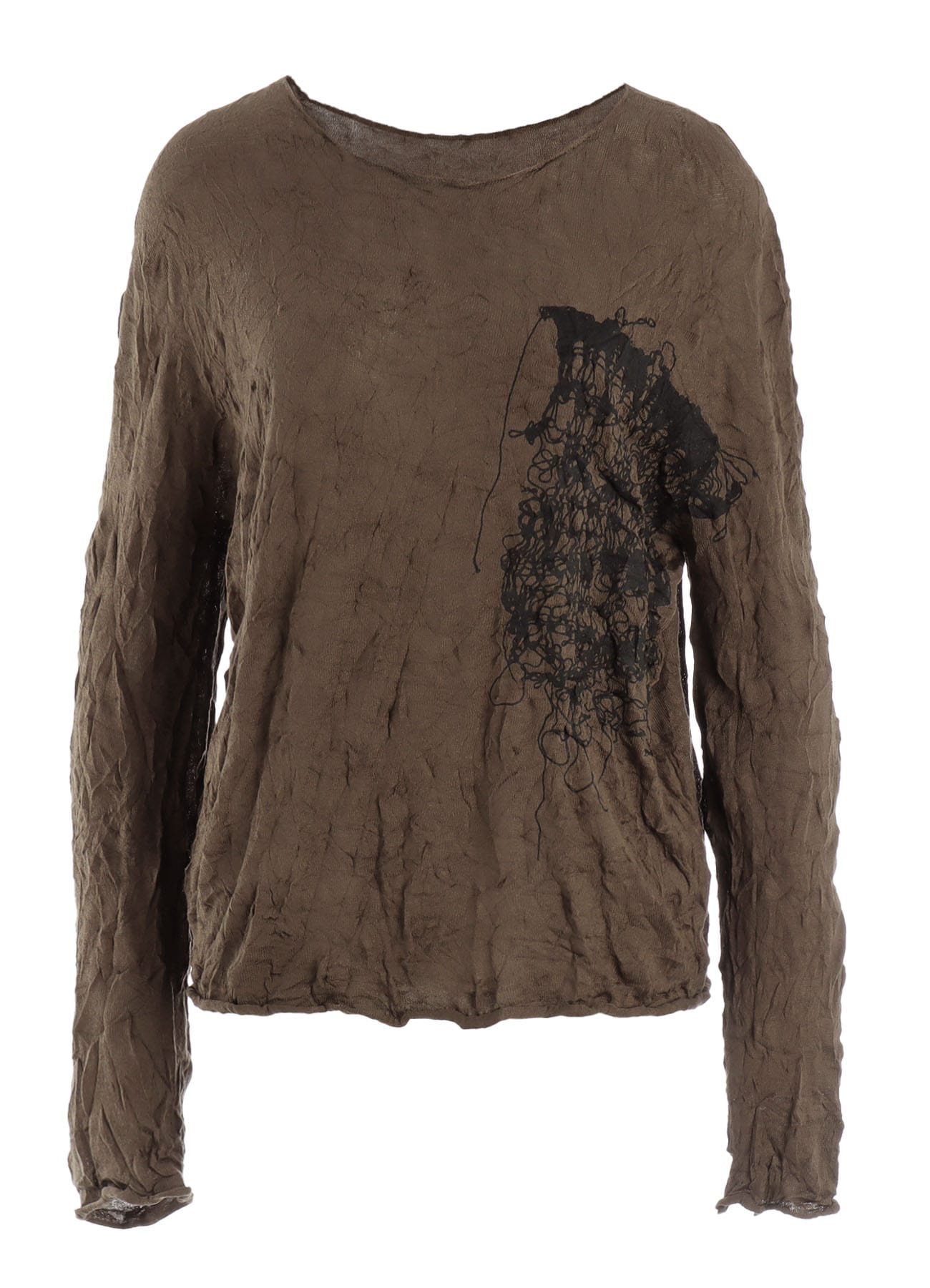 WRINKLED OFF NECK LONG SLEEVE PULLOVER