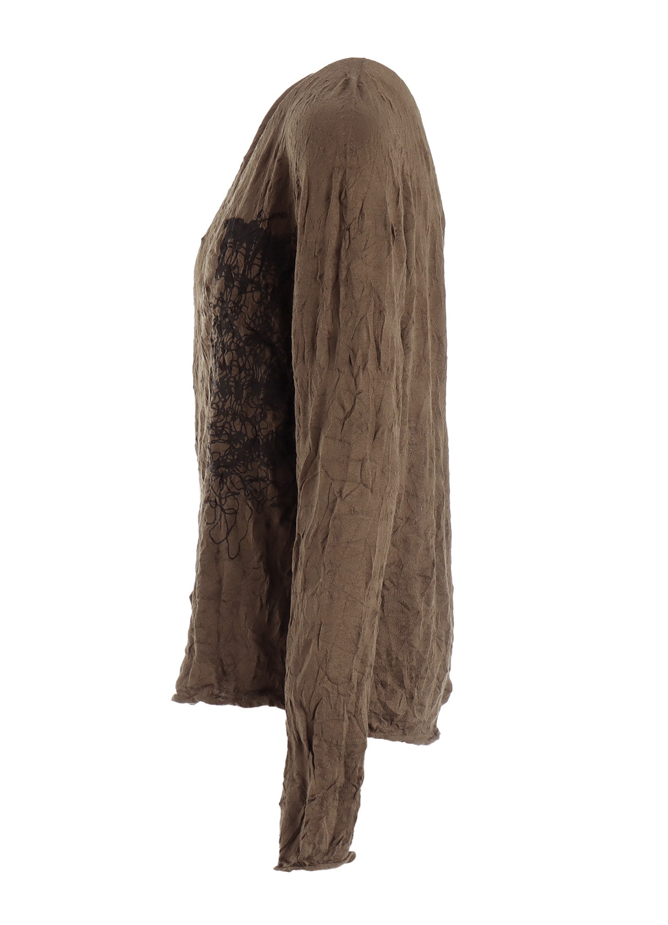 WRINKLED OFF NECK LONG SLEEVE PULLOVER