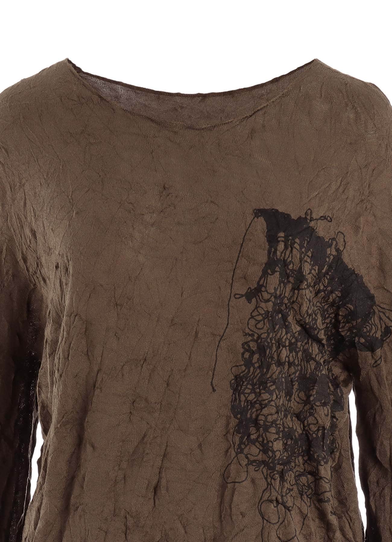 WRINKLED OFF NECK LONG SLEEVE PULLOVER