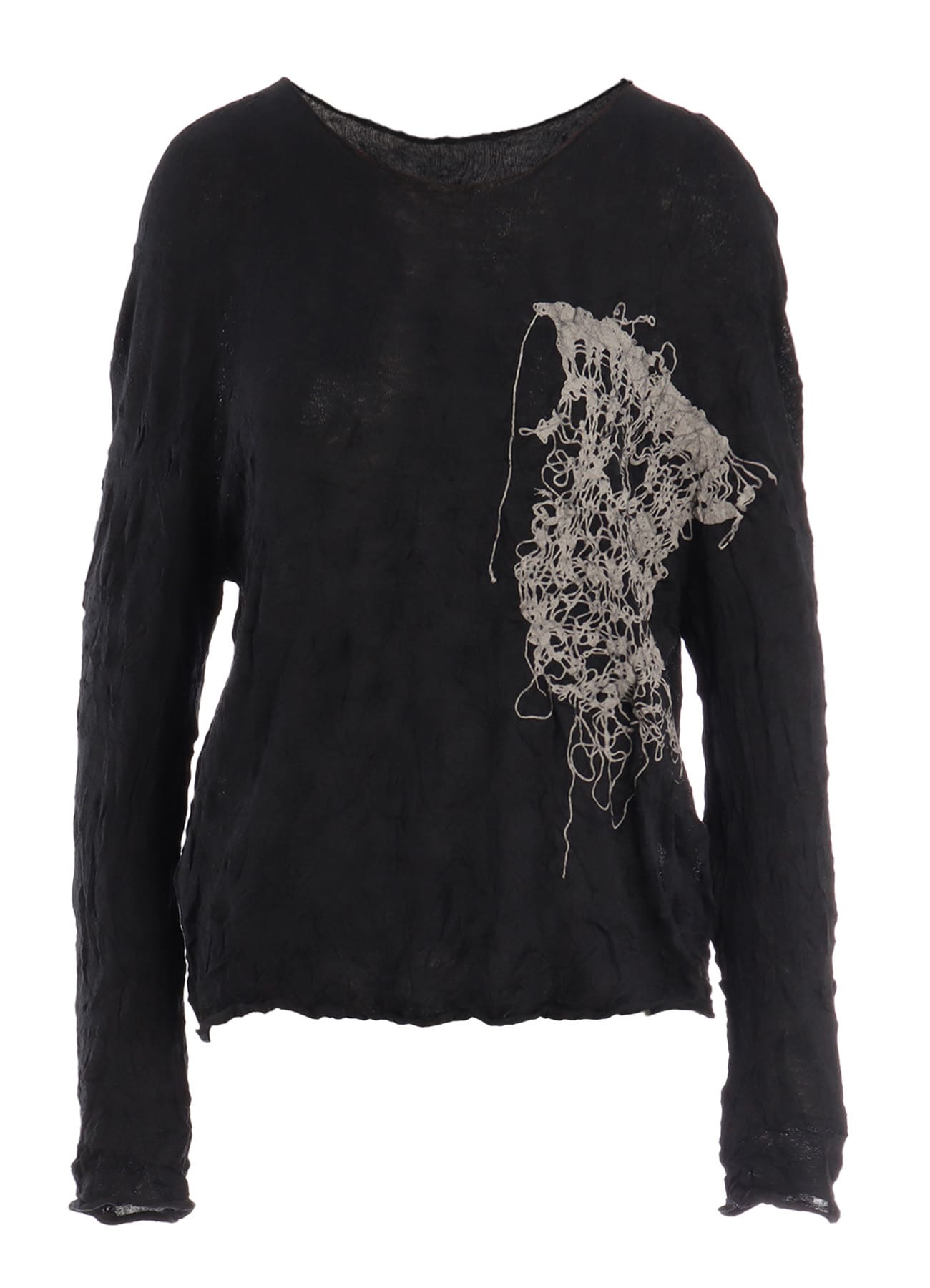 WRINKLED OFF NECK LONG SLEEVE PULLOVER