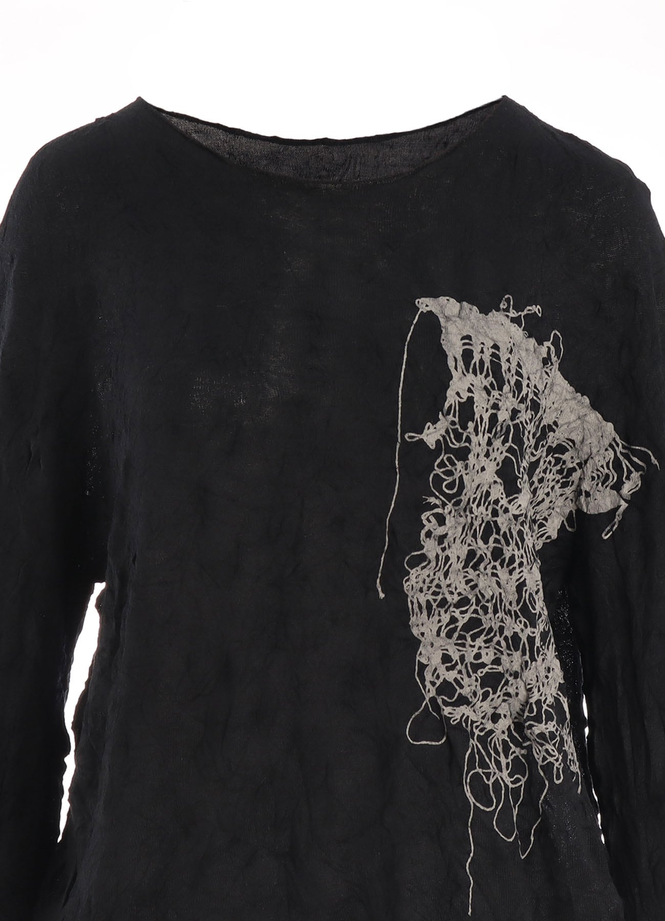 WRINKLED OFF NECK LONG SLEEVE PULLOVER