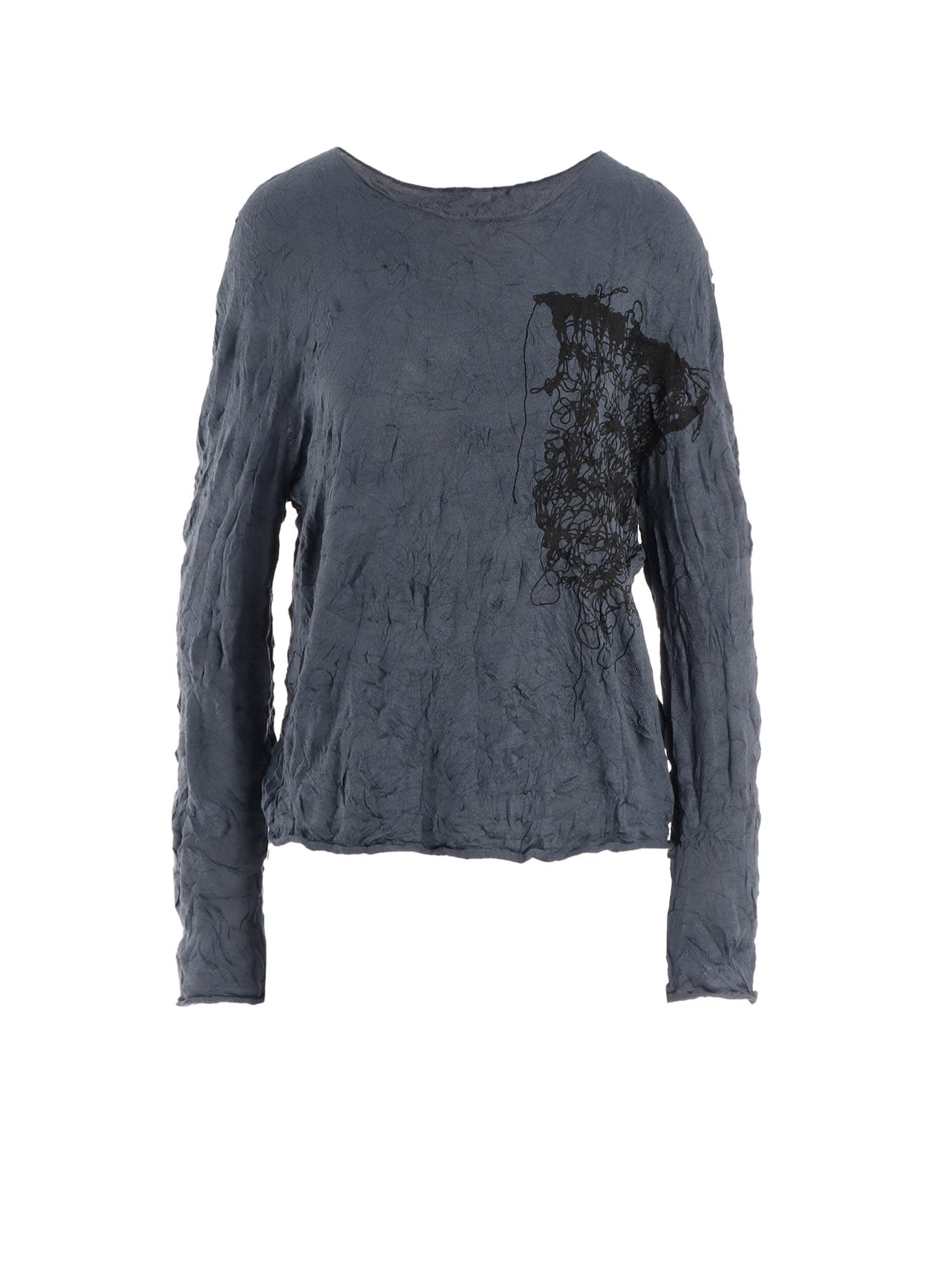 WRINKLED OFF NECK LONG SLEEVE PULLOVER