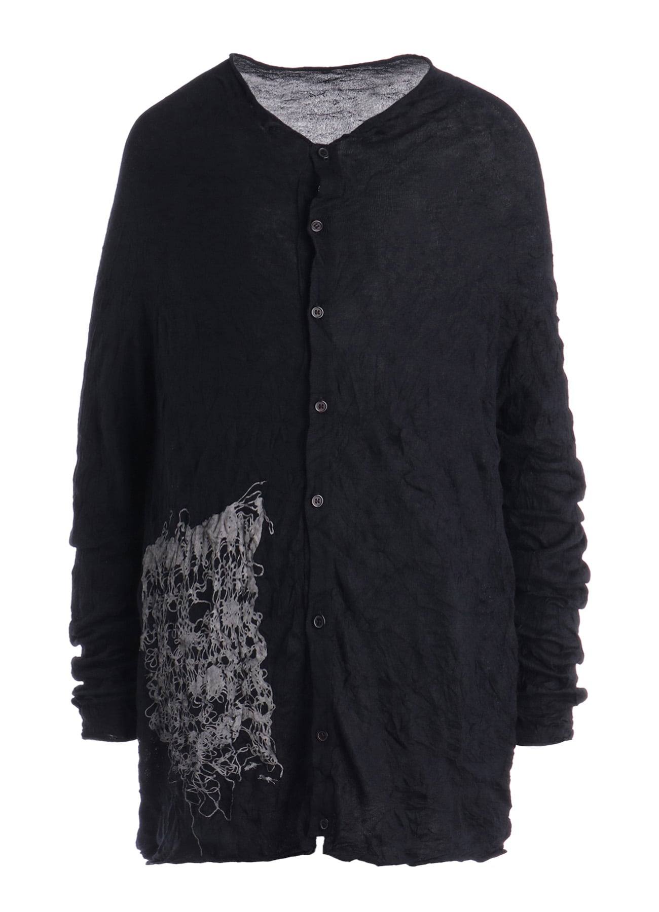 WRINKLED OFF NECK LONG SLEEVE CARDIGAN