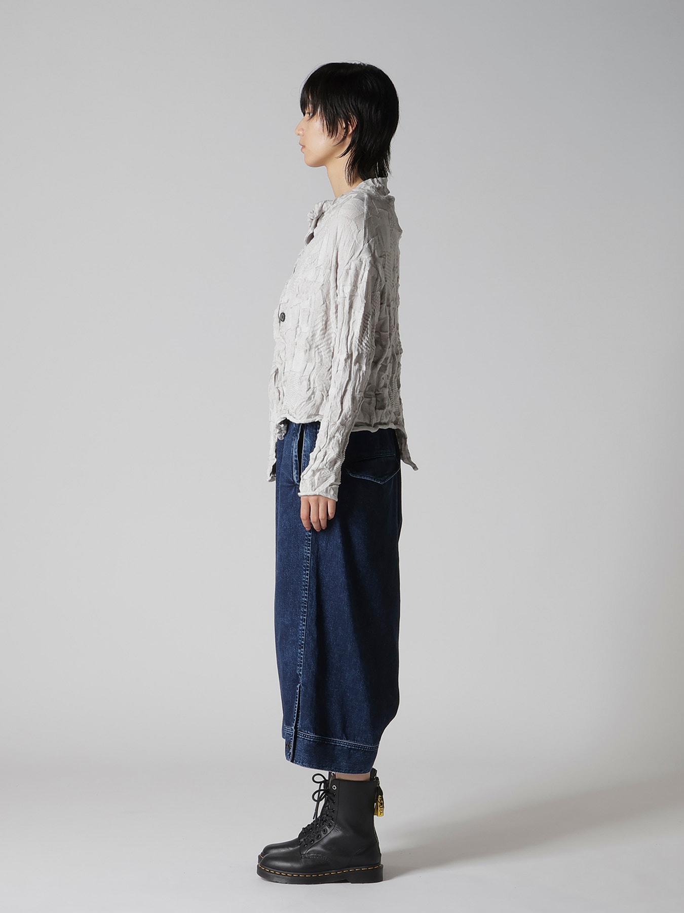 STRIPE CIRCLE LINKS 3-BUTTON CARDIGAN