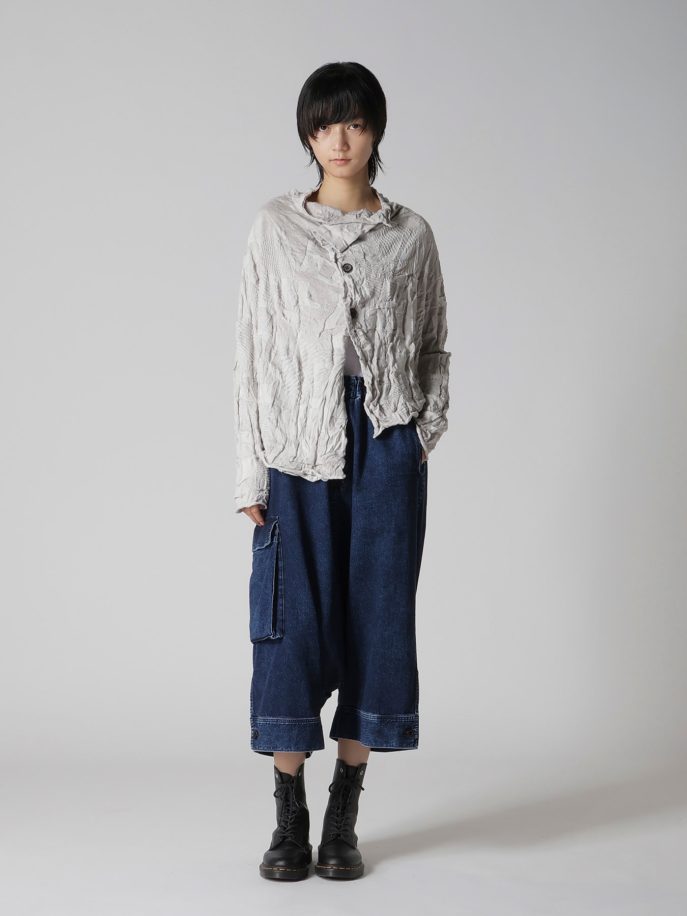 STRIPE CIRCLE LINKS 3-BUTTON CARDIGAN