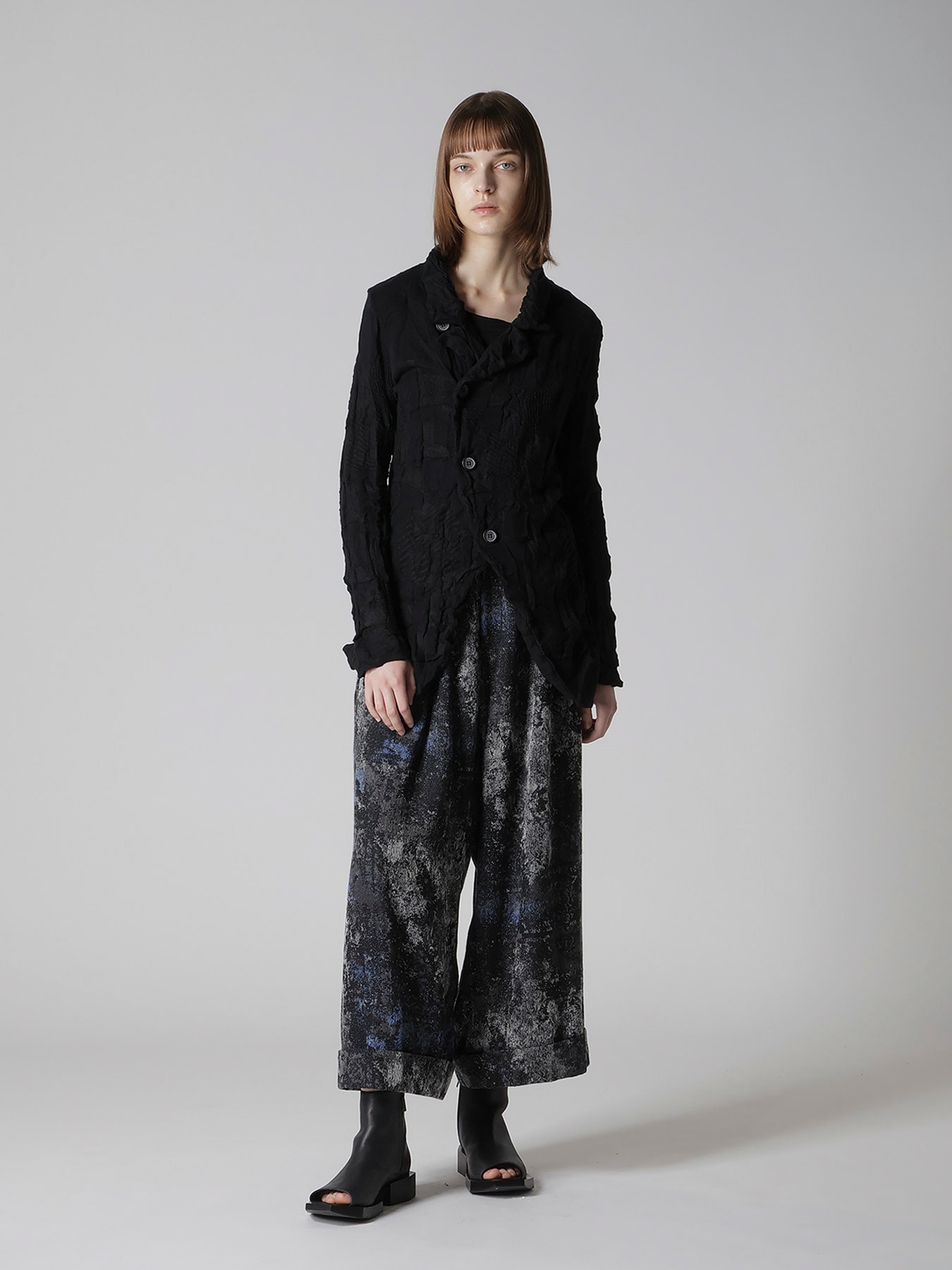 STRIPE CIRCLE LINKS 4-BUTTON JACKET