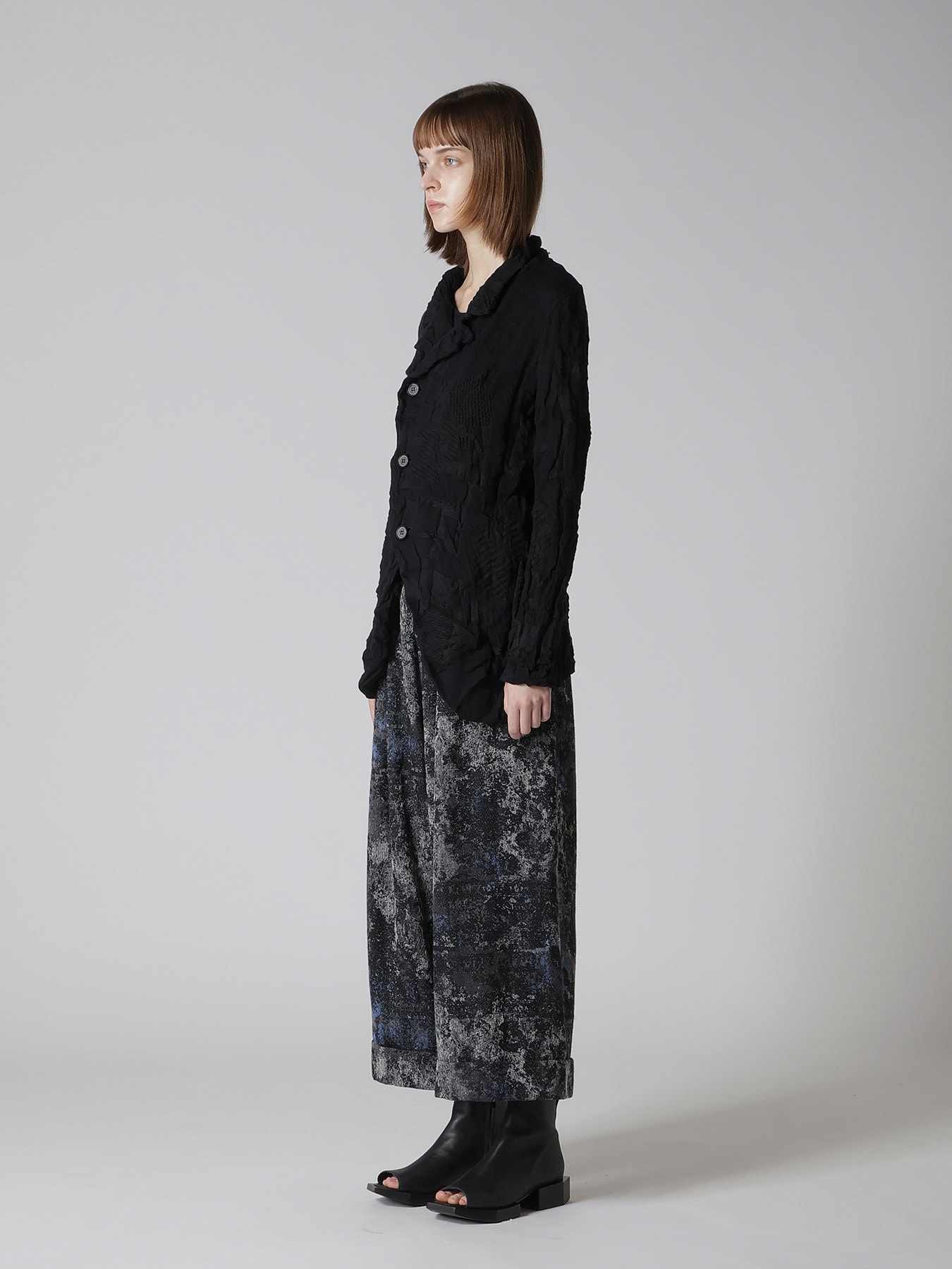 STRIPE CIRCLE LINKS 4-BUTTON JACKET