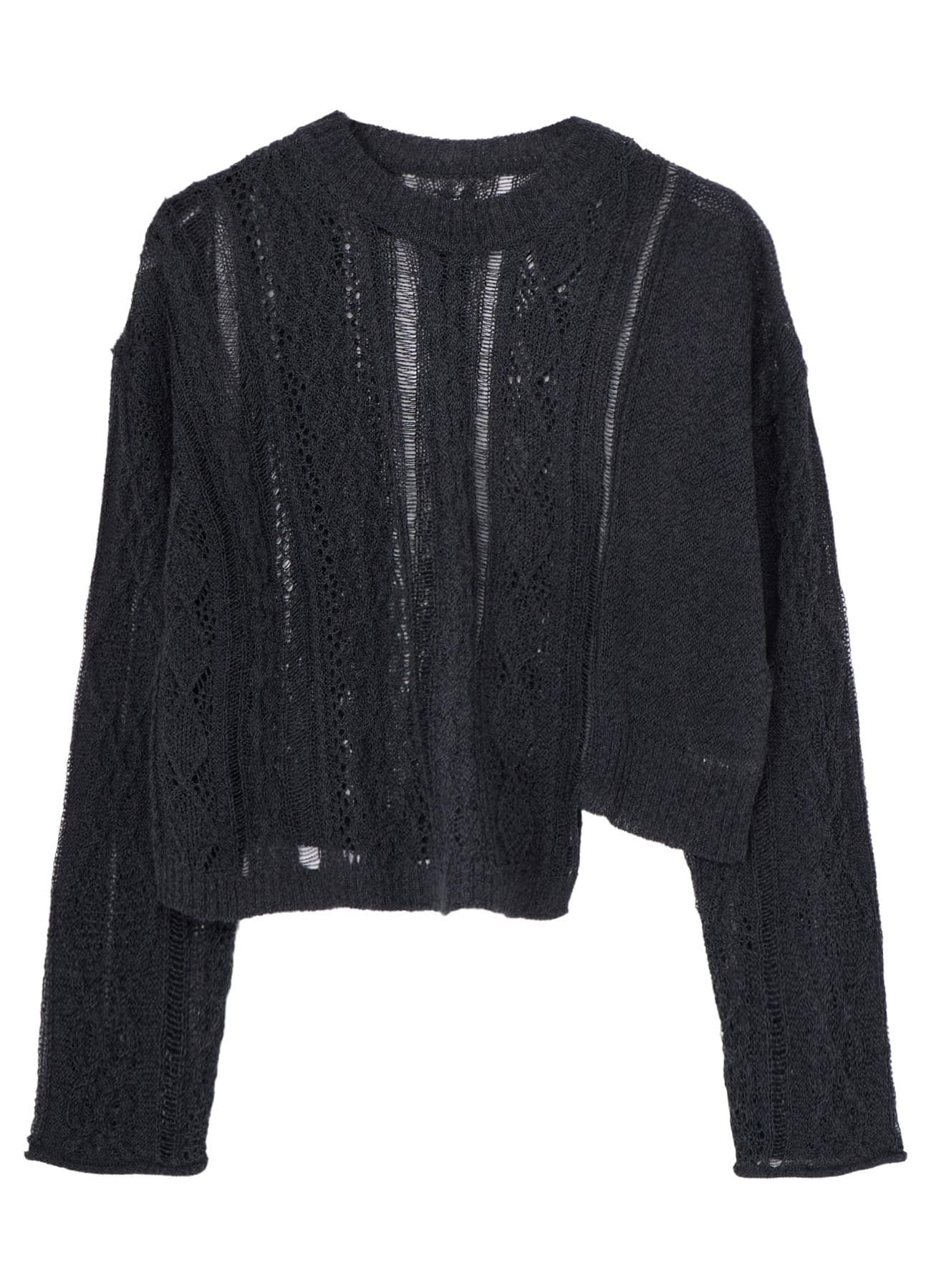 OPEN-WEAVE CABLE-KNIT PULLOVER