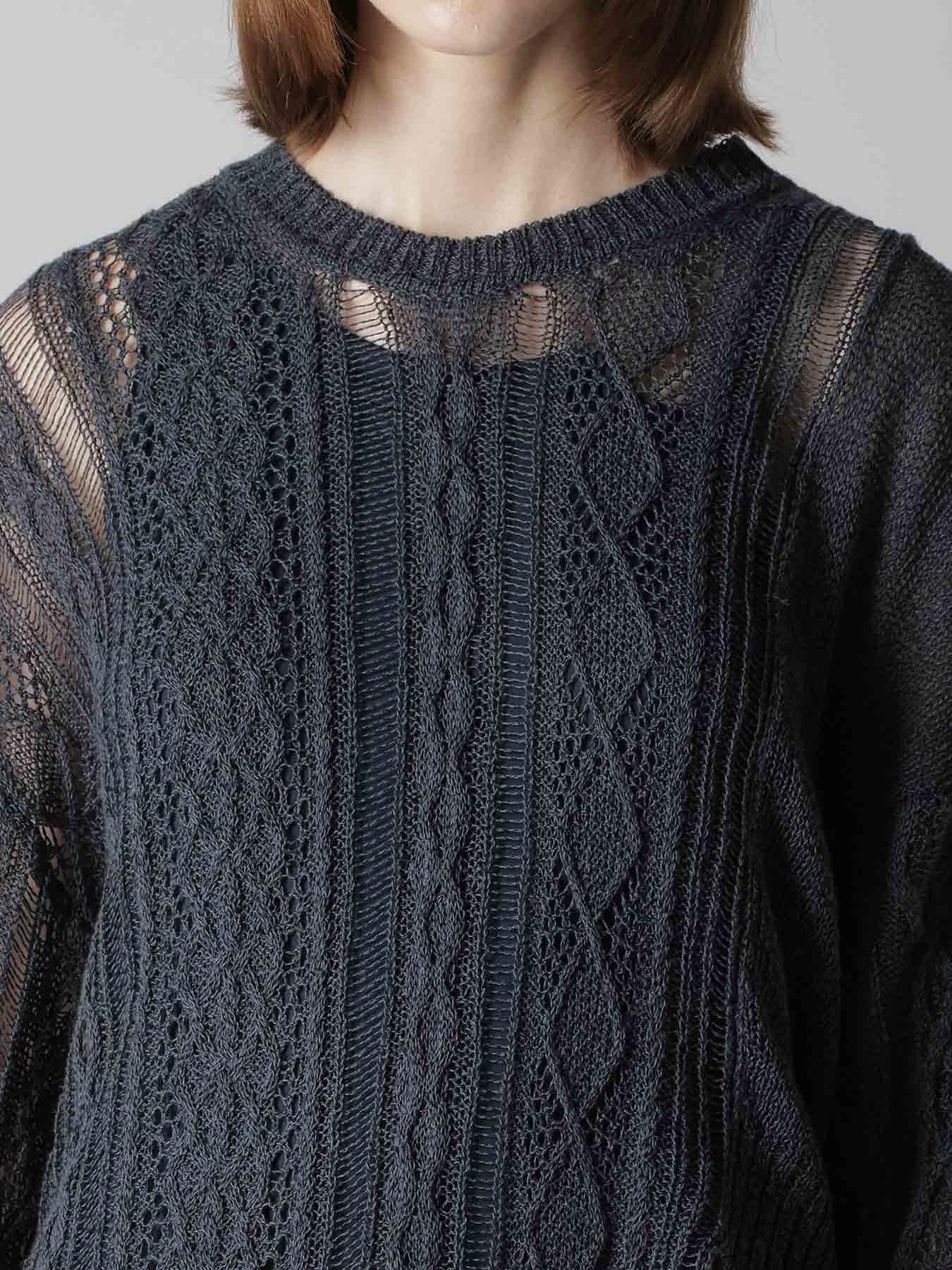 OPEN-WEAVE CABLE-KNIT PULLOVER