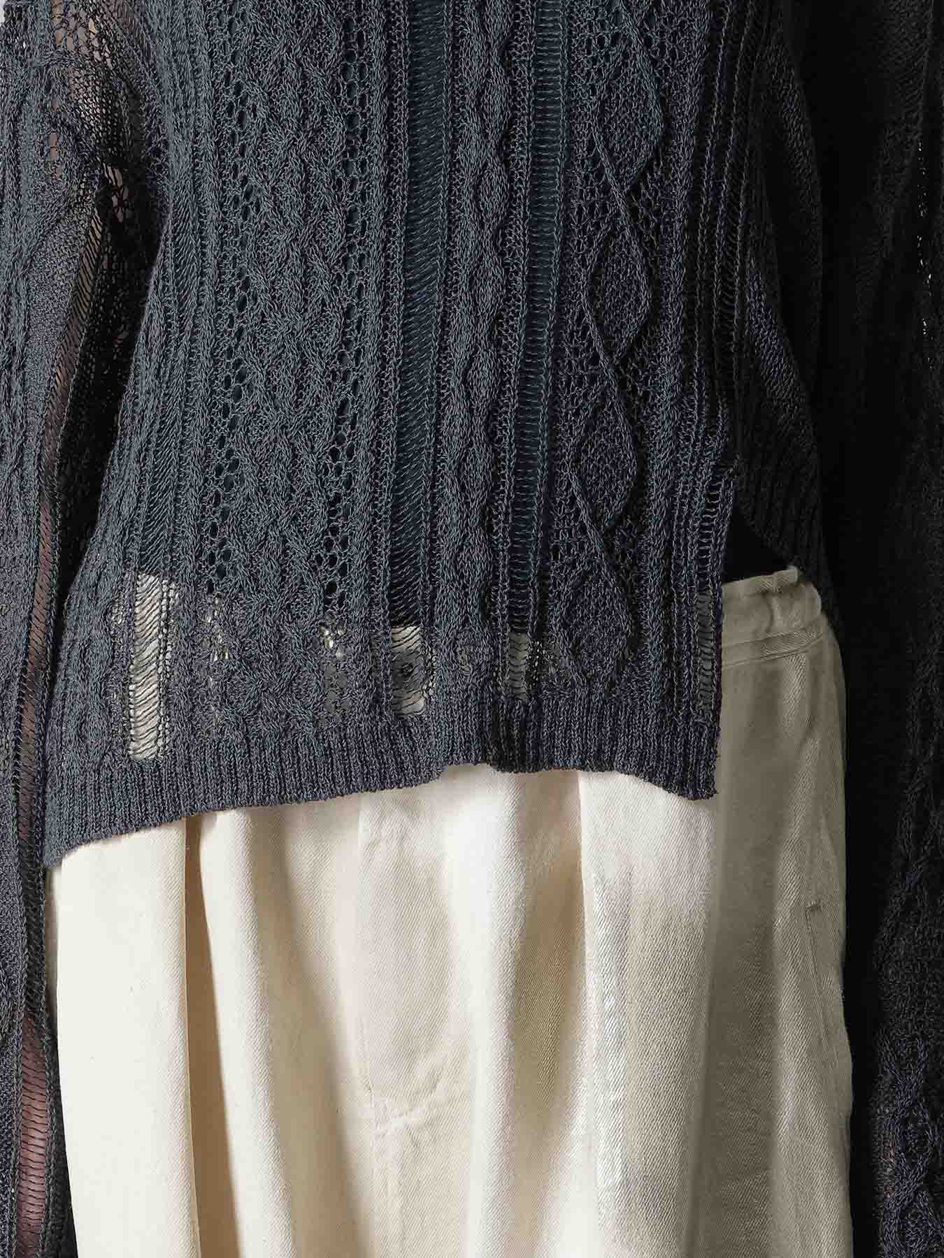 OPEN-WEAVE CABLE-KNIT PULLOVER