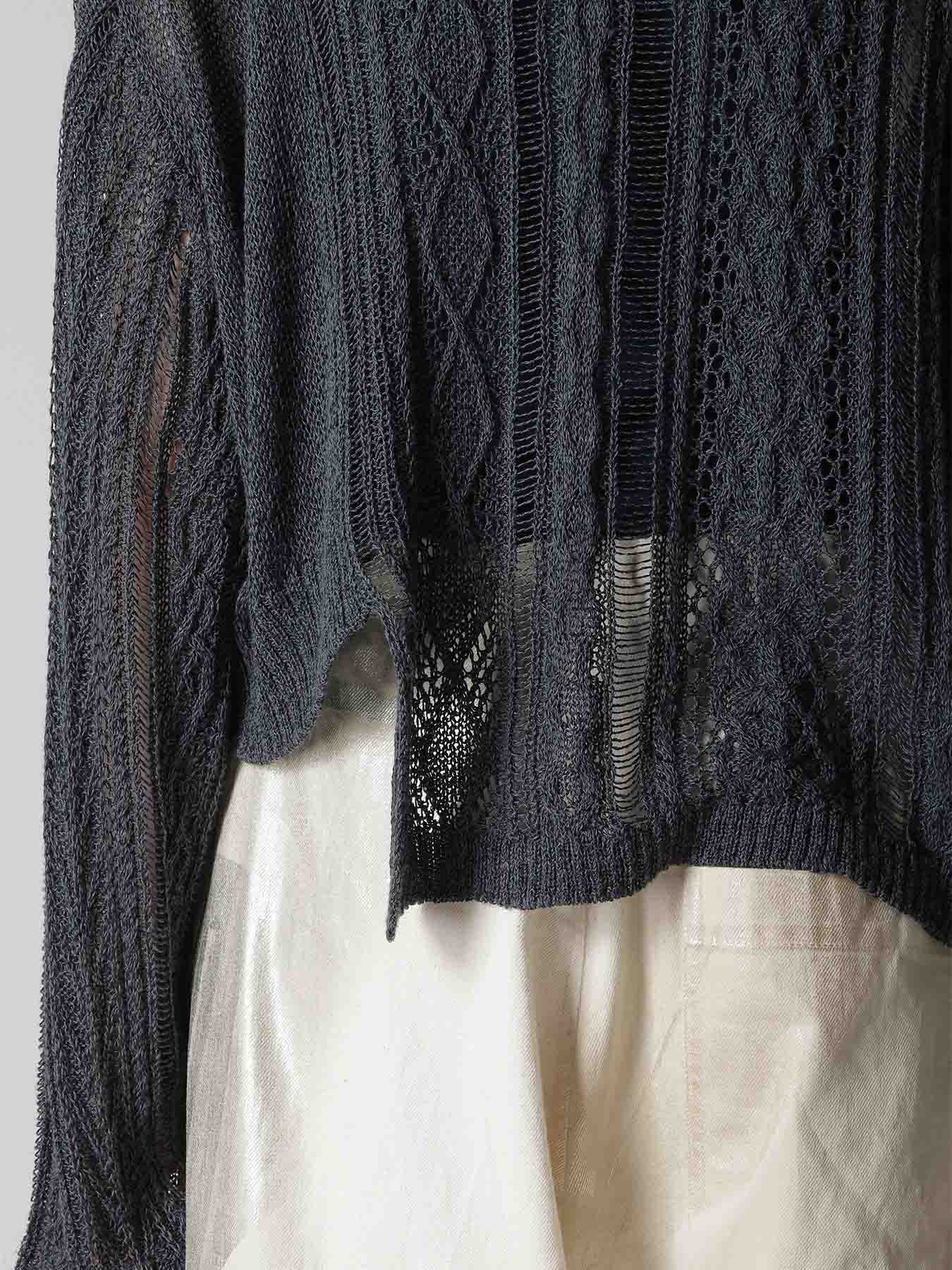 OPEN-WEAVE CABLE-KNIT PULLOVER