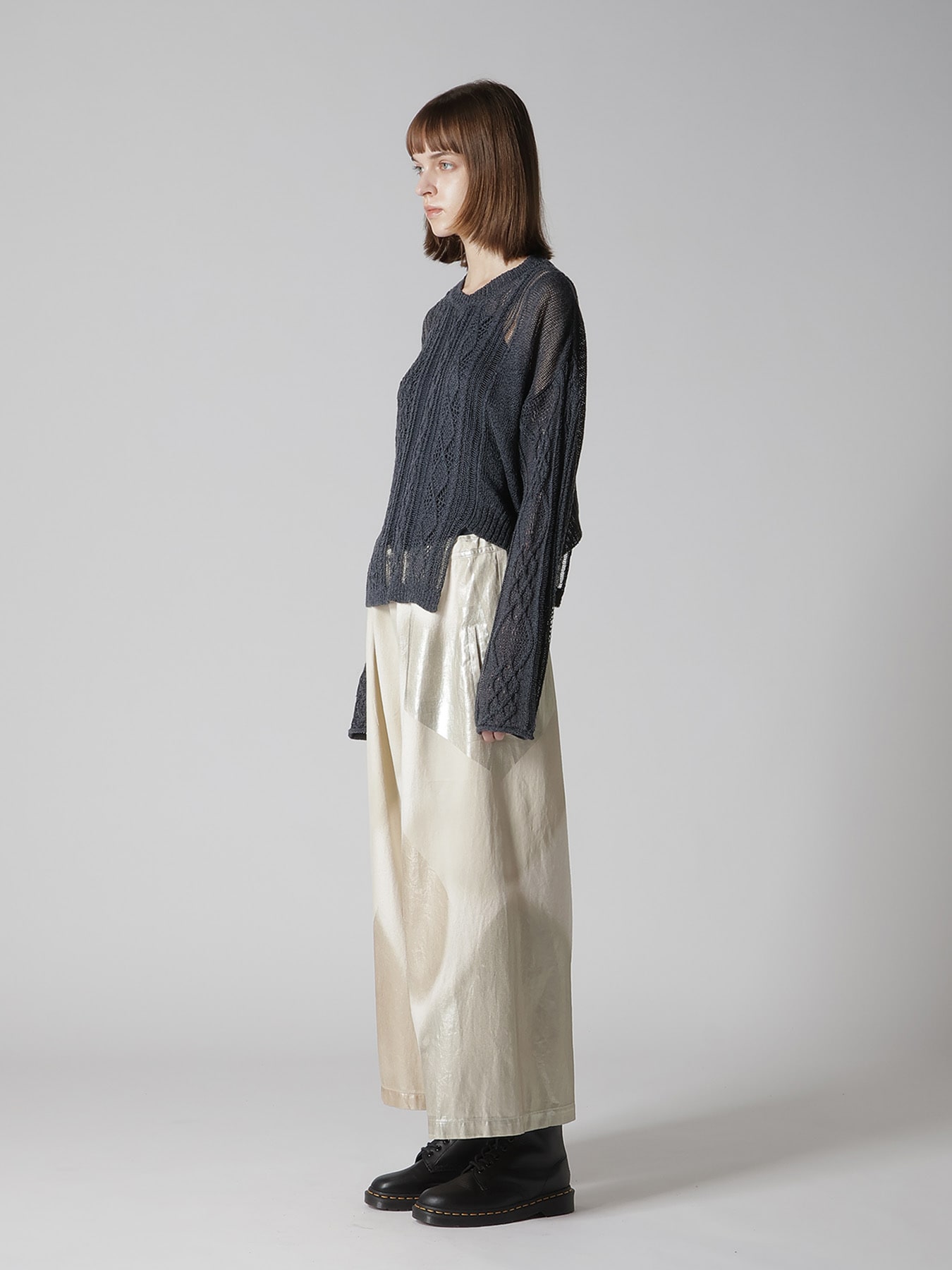 OPEN-WEAVE CABLE-KNIT PULLOVER