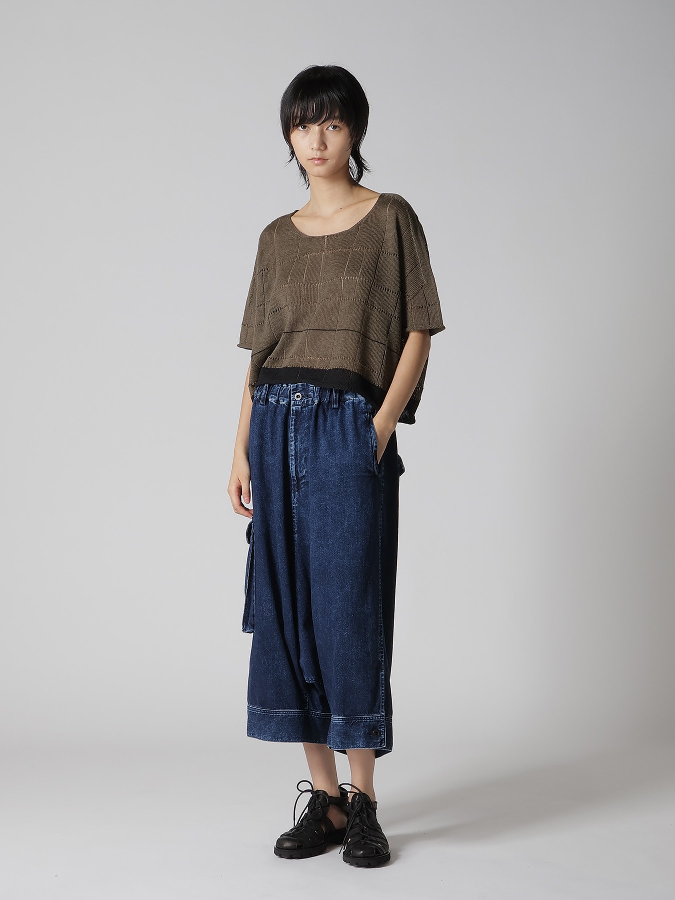 COTTON JERSEY DROP SHOULDER SHORT PULLOVER